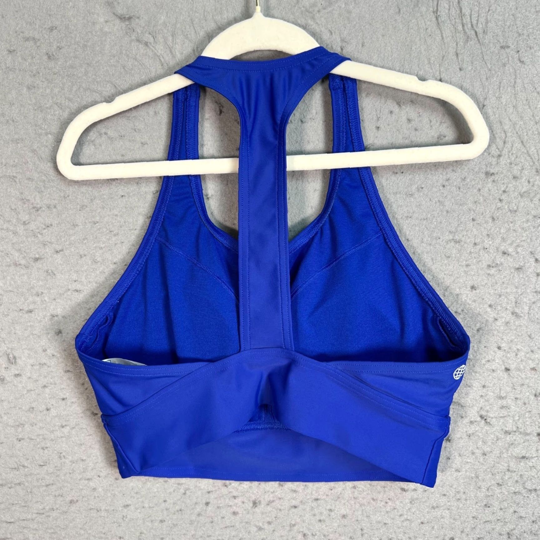 Adidas Adidas Sports Bra Shirt Womens Small Blue Racerback Pullover Wireless Full Cup Logo Polyester Elastane Activewear 90s? Size ONE SIZE - 2 Thumbnail