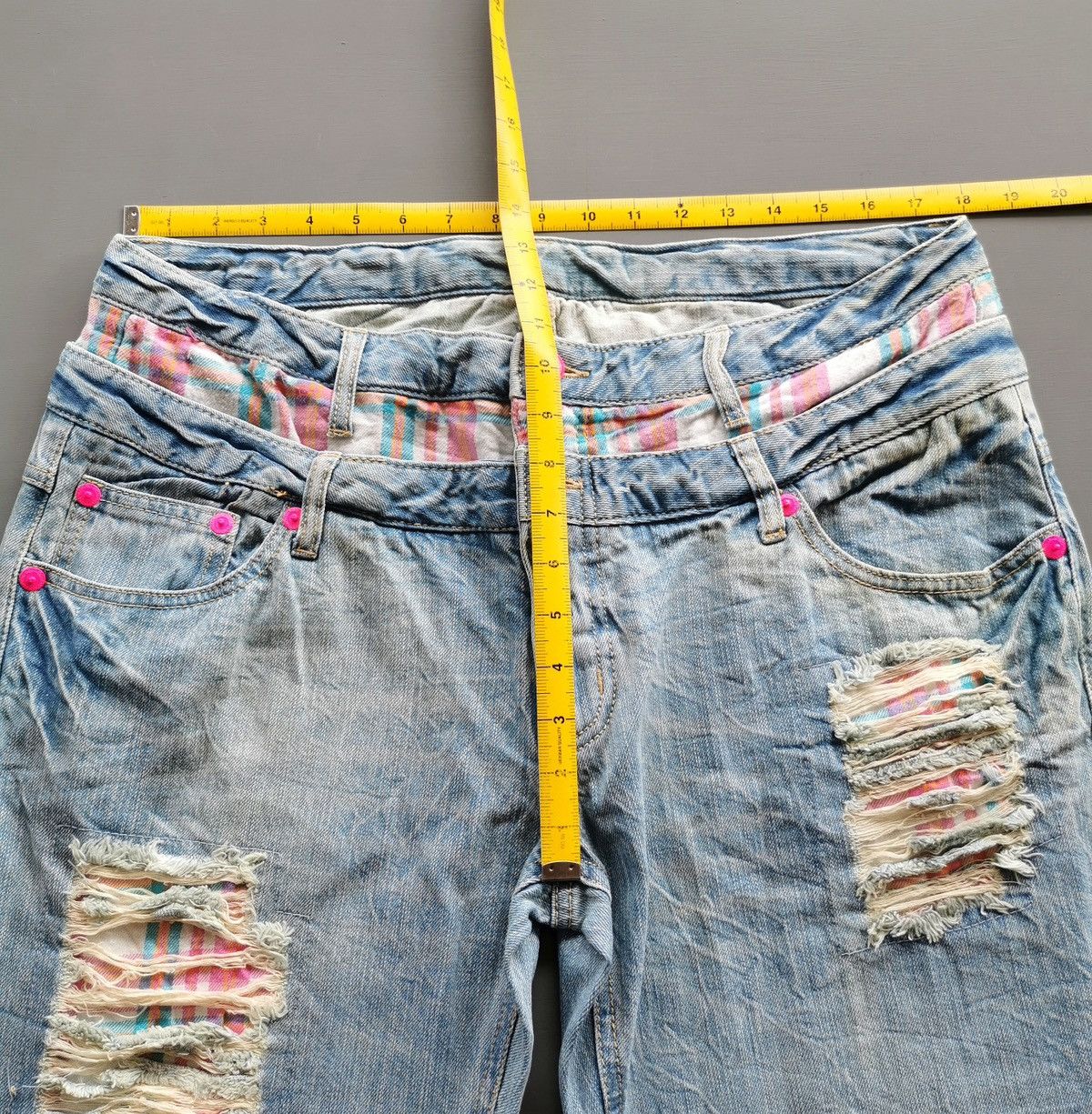 Japanese Brand Unbrand Double Waist Distressed Patches Jeans Size US 36 / EU 52 - 8 Thumbnail