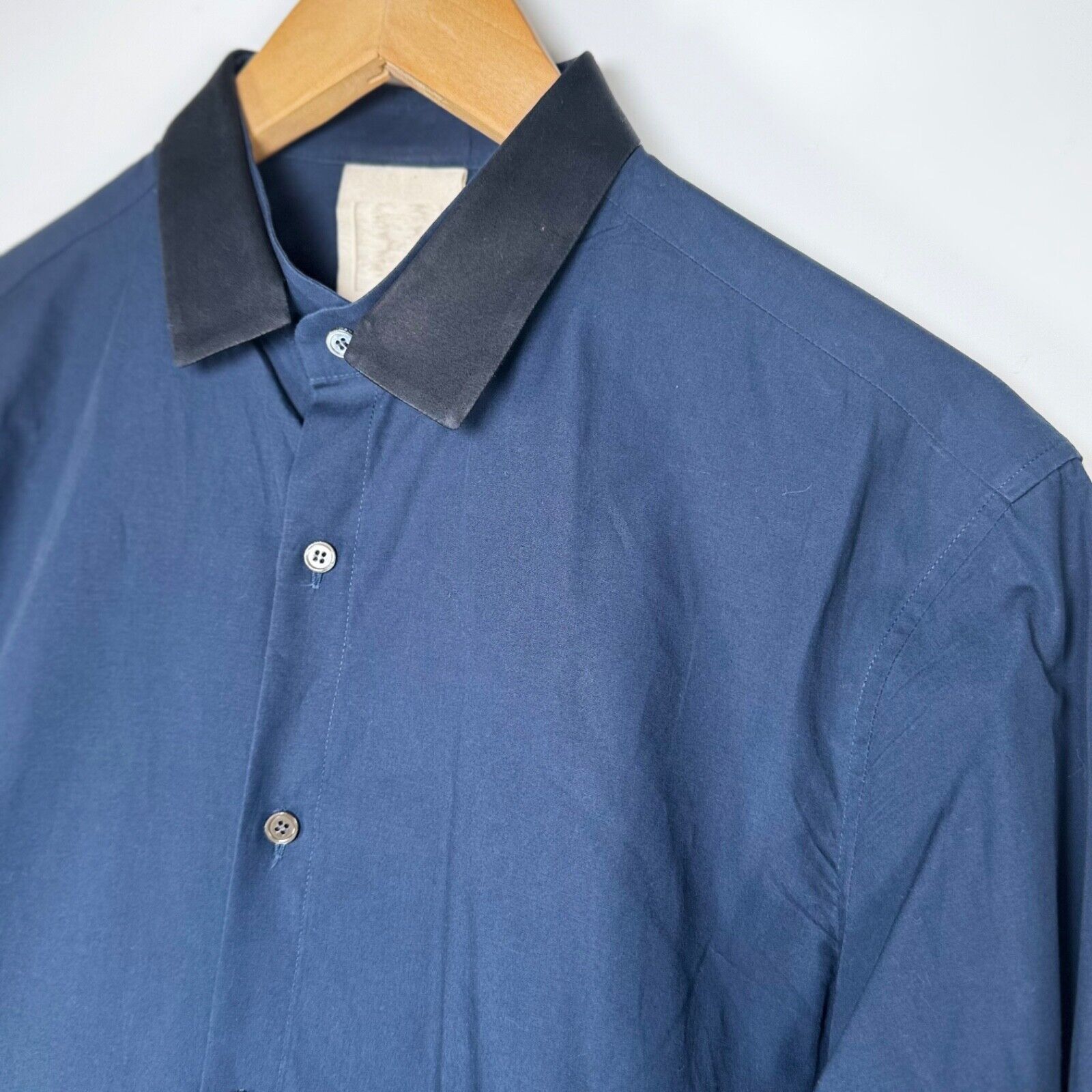Wooyoungmi Wooyoungmi Paris Navy Shirt w/ Contrast Collar Size 48 Size US M / EU 48-50 / 2 - 5 Thumbnail