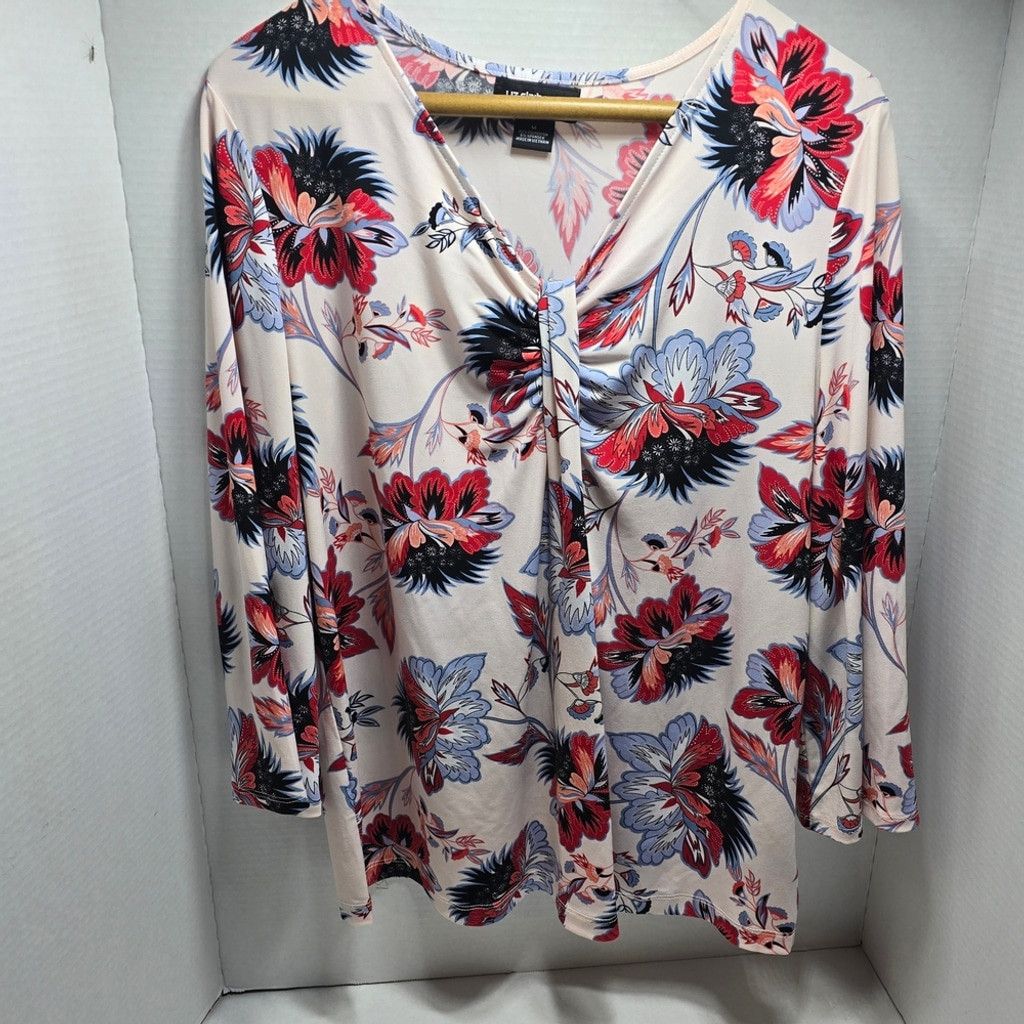 Liz Claiborne Liz Claiborne Floral Blouse with Red and Blue Accents med Size M / US 6-8 / IT 42-44 - 2 Thumbnail