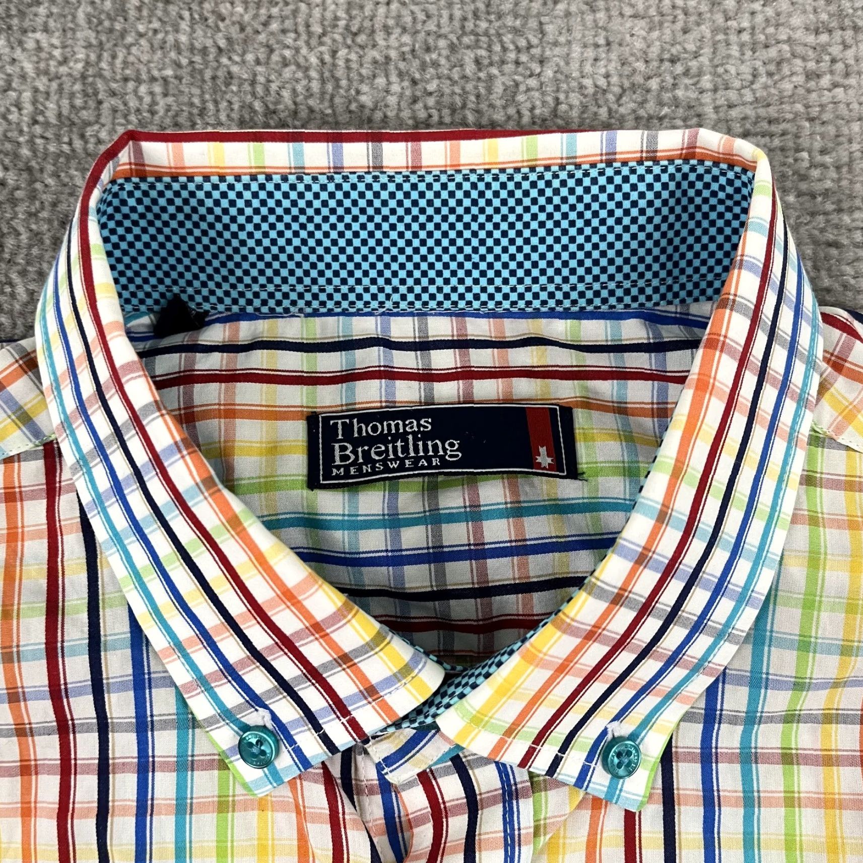 Breitling THOMAS BREITLING Shirt Mens XL Multicolor Striped Plaid Button-Down Preppy Colorful Size US XL / EU 56 / 4 - 2 Thumbnail