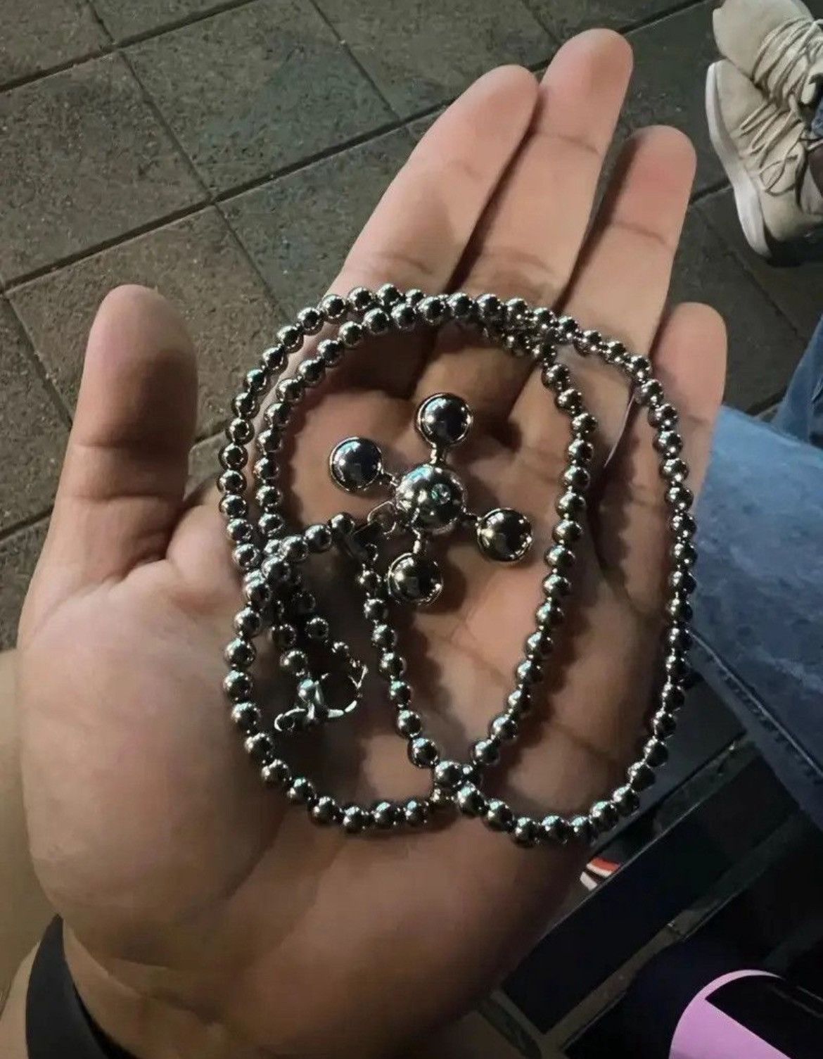 Jewelry Round Bead Chain Quadangle Ball Pendant Size ONE SIZE - 4 Thumbnail