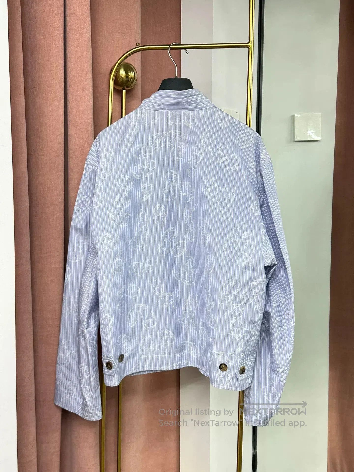 Hermes Hermes Men's Blue Striped Shirt Jacket. Size US L / EU 52-54 / 3 - 4 Thumbnail
