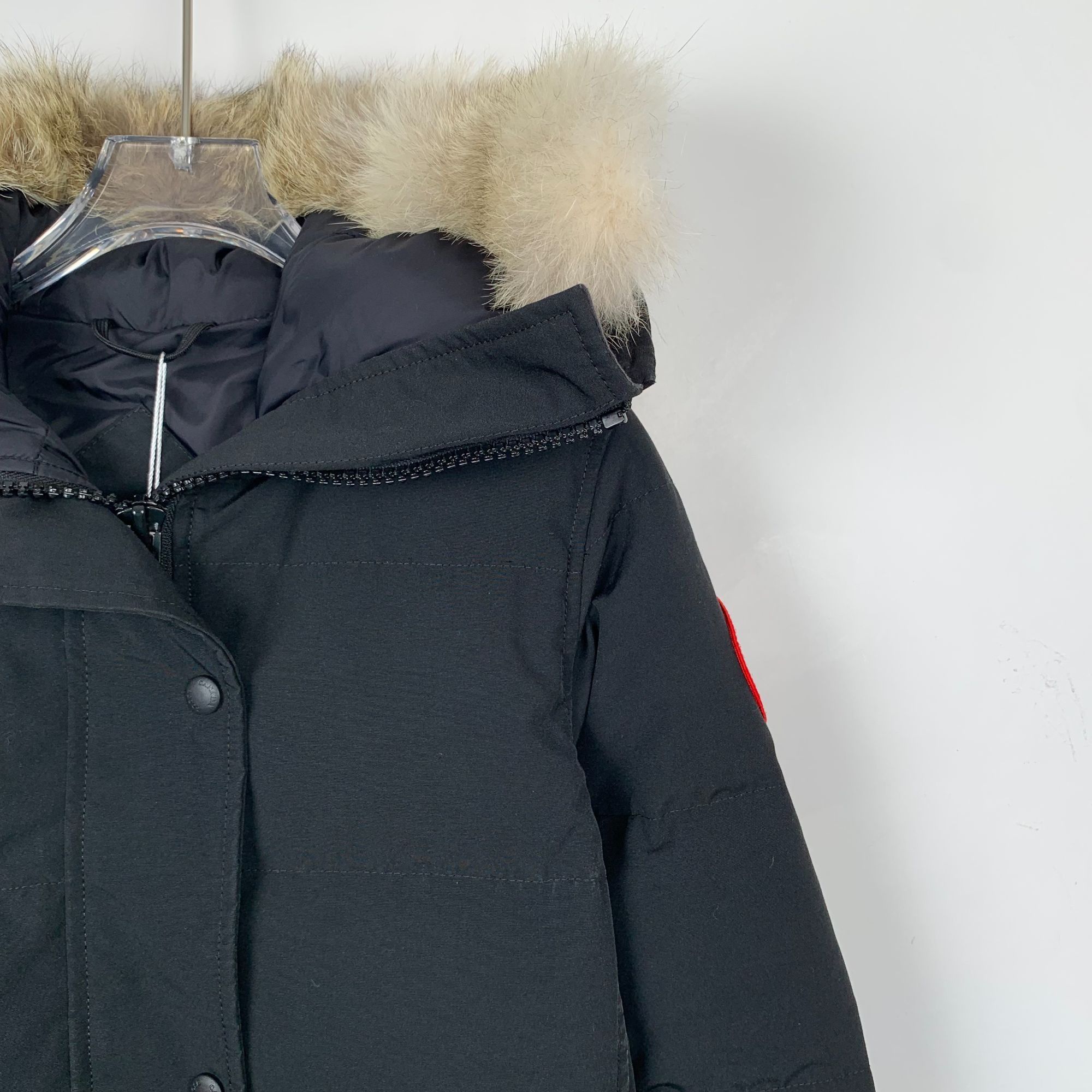 Canada Goose Canada Goose Womens Black Hooded Down Jacket With Faux Fur T Size XXS / US 00 / IT 34 - 2 Thumbnail