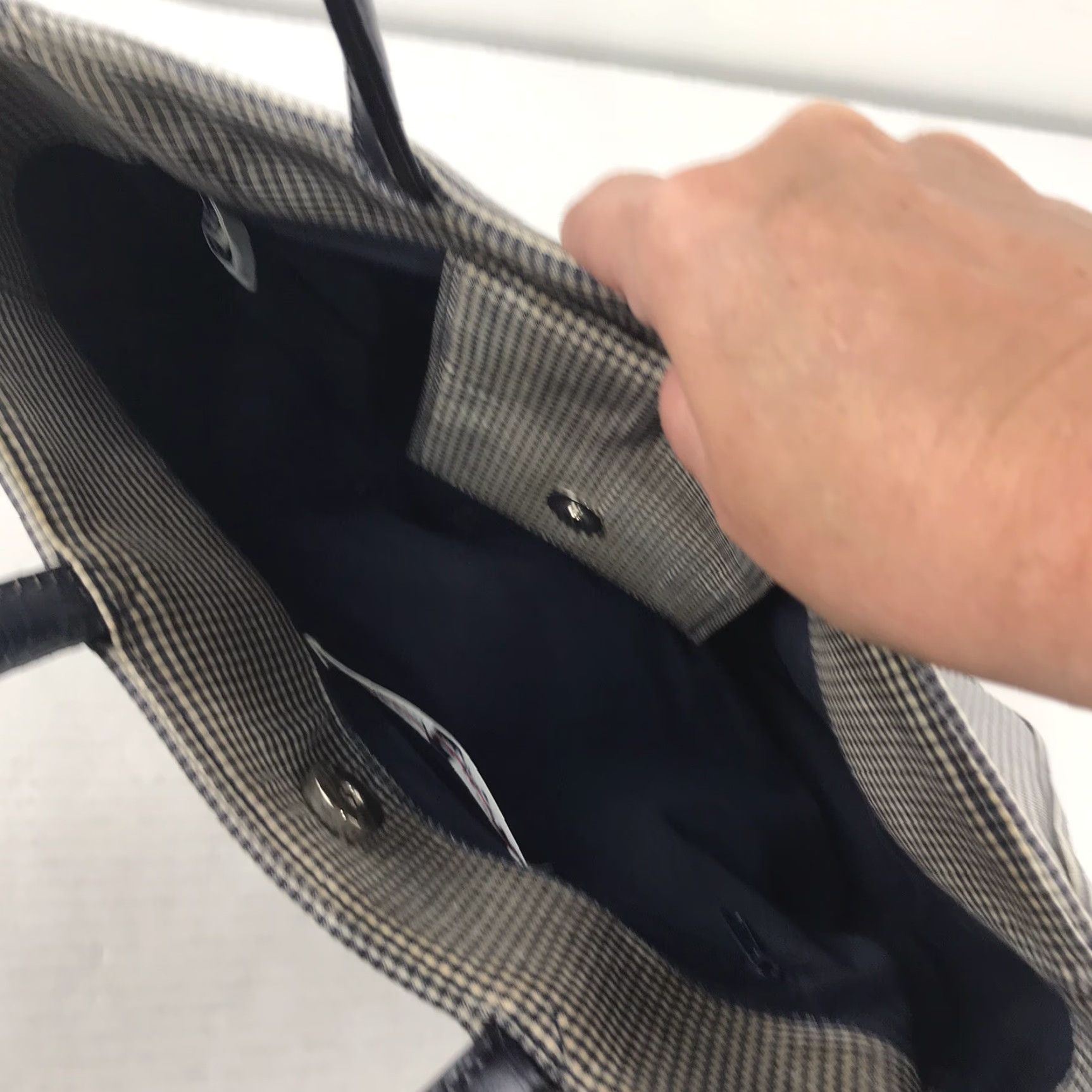 Tommy Hilfiger Tommy Hilfiger Tote Bag Women Medium Blue/White Checkered Cotton Designer Casual Travel Size ONE SIZE - 6 Thumbnail