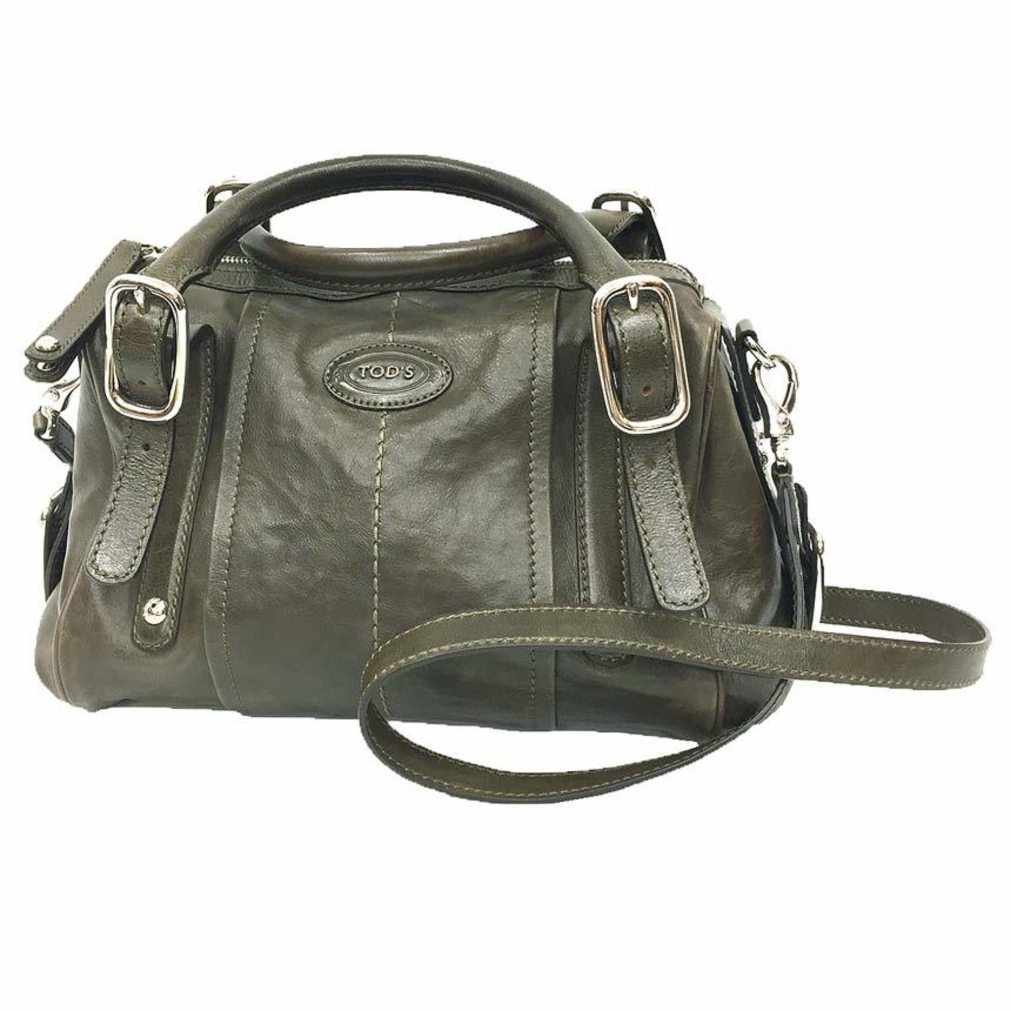 Tod's TOD'S Leather Handbag/Shoulder Bag in Khaki Size ONE SIZE - 1 Thumbnail