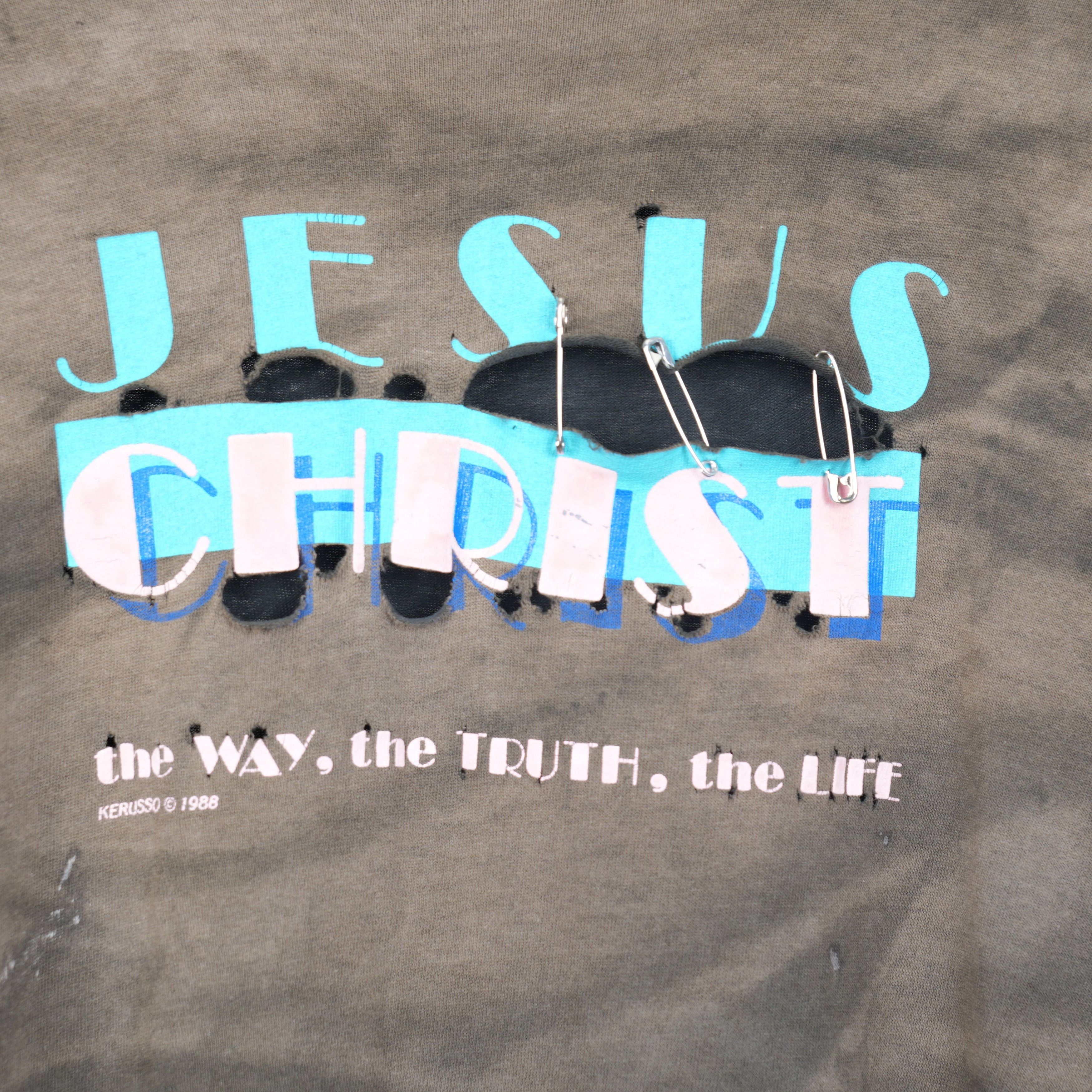 Vintage MIAMI JESUS CHRIST THRASHED TEE Size US L / EU 52-54 / 3 - 3 Thumbnail