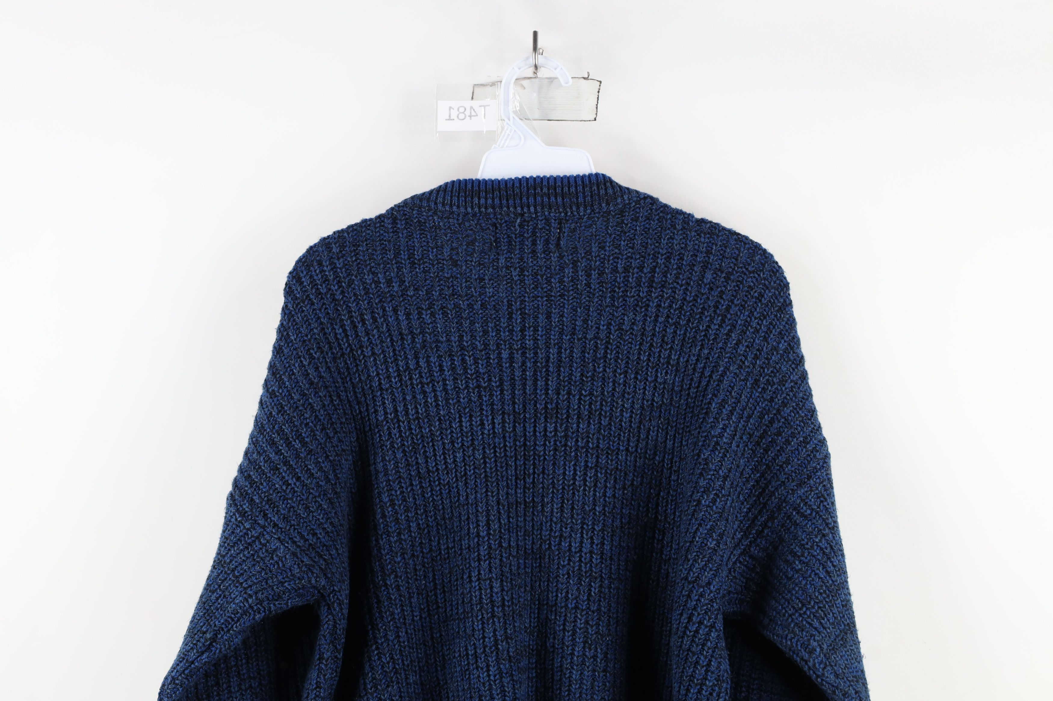 Vintage Vintage 90s Streetwear Ribbed Knit Crewneck Sweater Blue Size US M / EU 48-50 / 2 - 9 Thumbnail