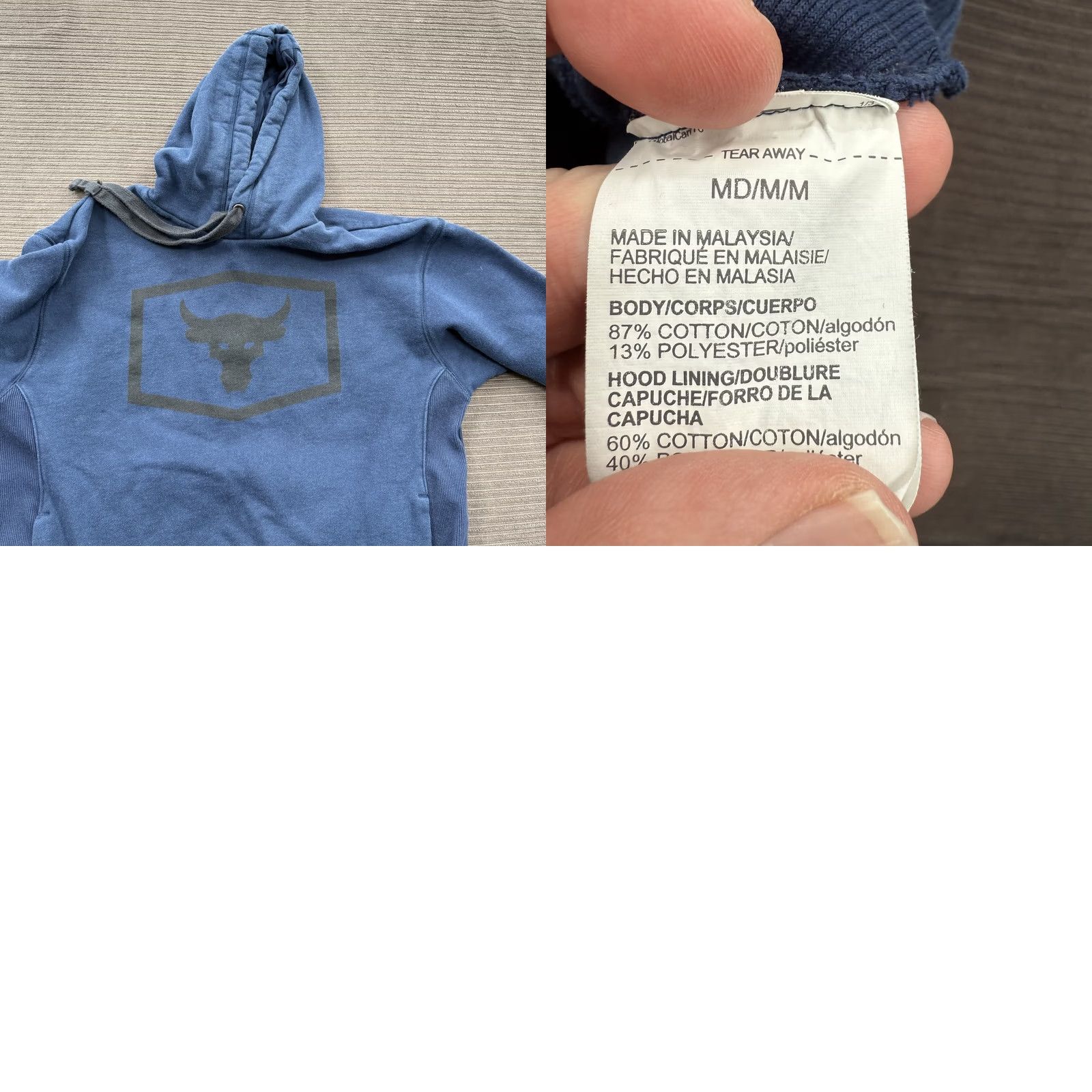 Under Armour VINTAGE Under Armour Project Rock Hoodie Mens Medium Blue Pullover Sweatshirt Gym Size US M / EU 48-50 / 2 - 8 Thumbnail