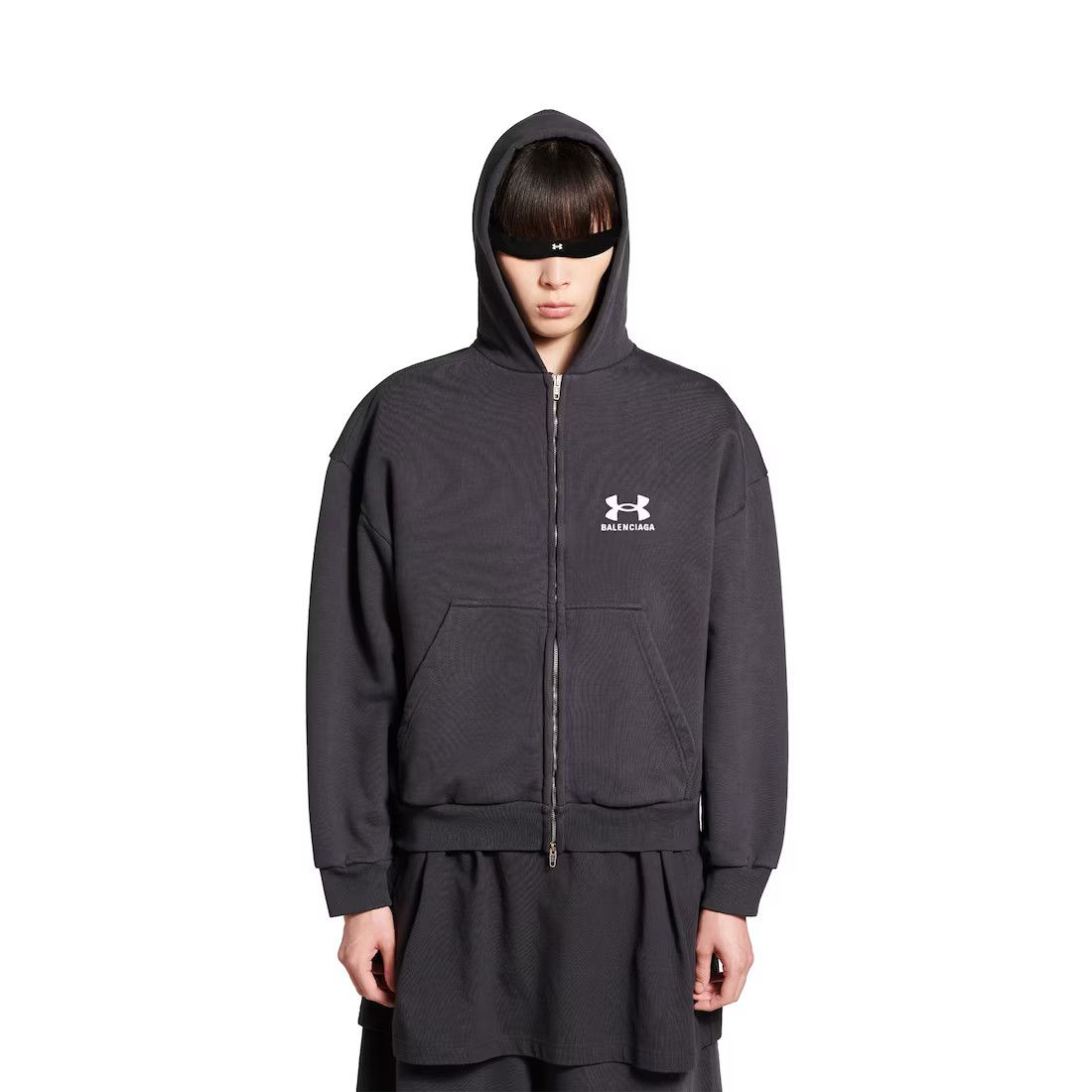Balenciaga × Under Armour o1w1db10425 Under Armour® Zip-Up Hoodie Regular Fit in Black Size XXS / US 00 / IT 34 - 5 Thumbnail