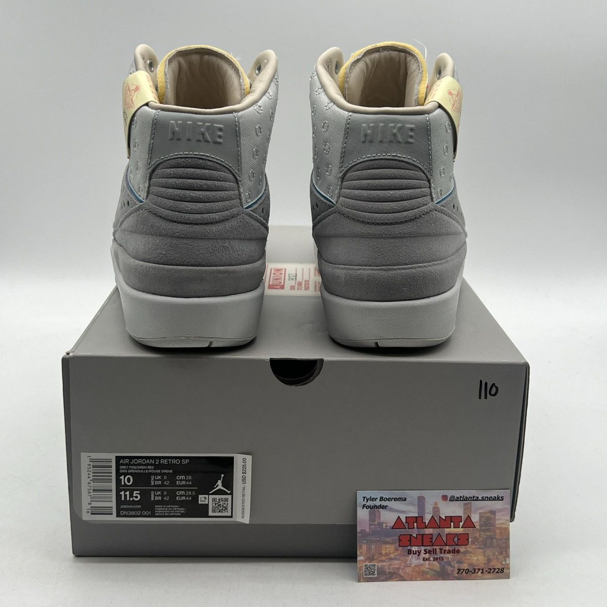 Jordan Brand Union la x air Jordan 2 grey fog Size US 10 / EU 43 - 3 Thumbnail