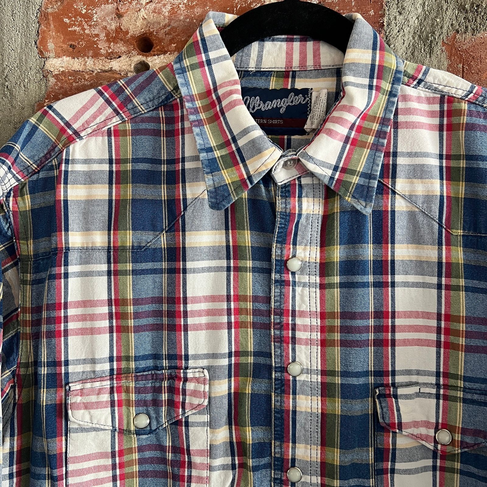 Wrangler VTG Wrangler Plaid Denim Weight Pearl Snap Shirt L 25x31 Size US L / EU 52-54 / 3 - 1 Thumbnail