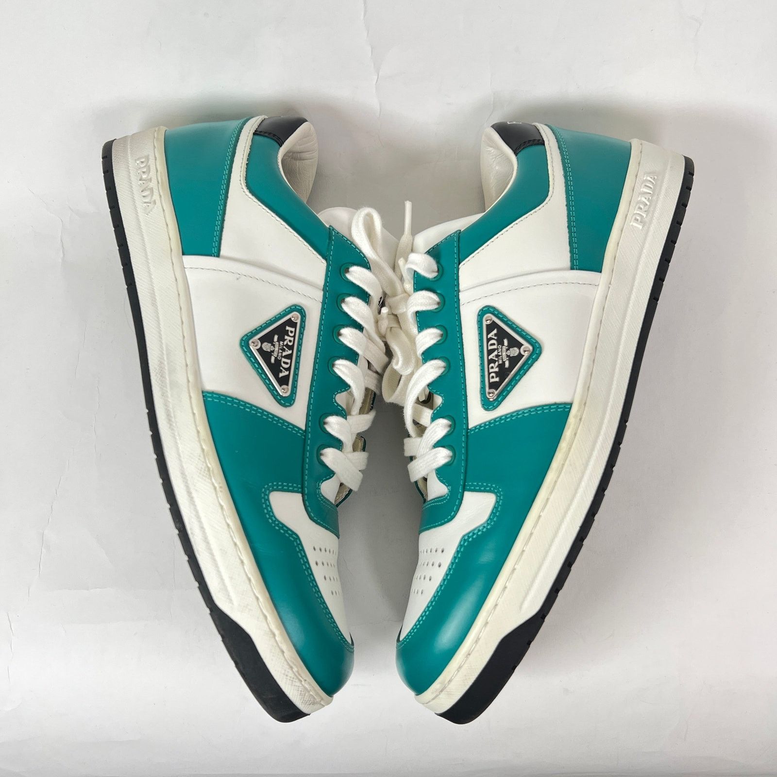Prada Prada Teal Downtown Leather Sneaker Size 8 Size US 8.5 / EU 41-42 - 4 Thumbnail