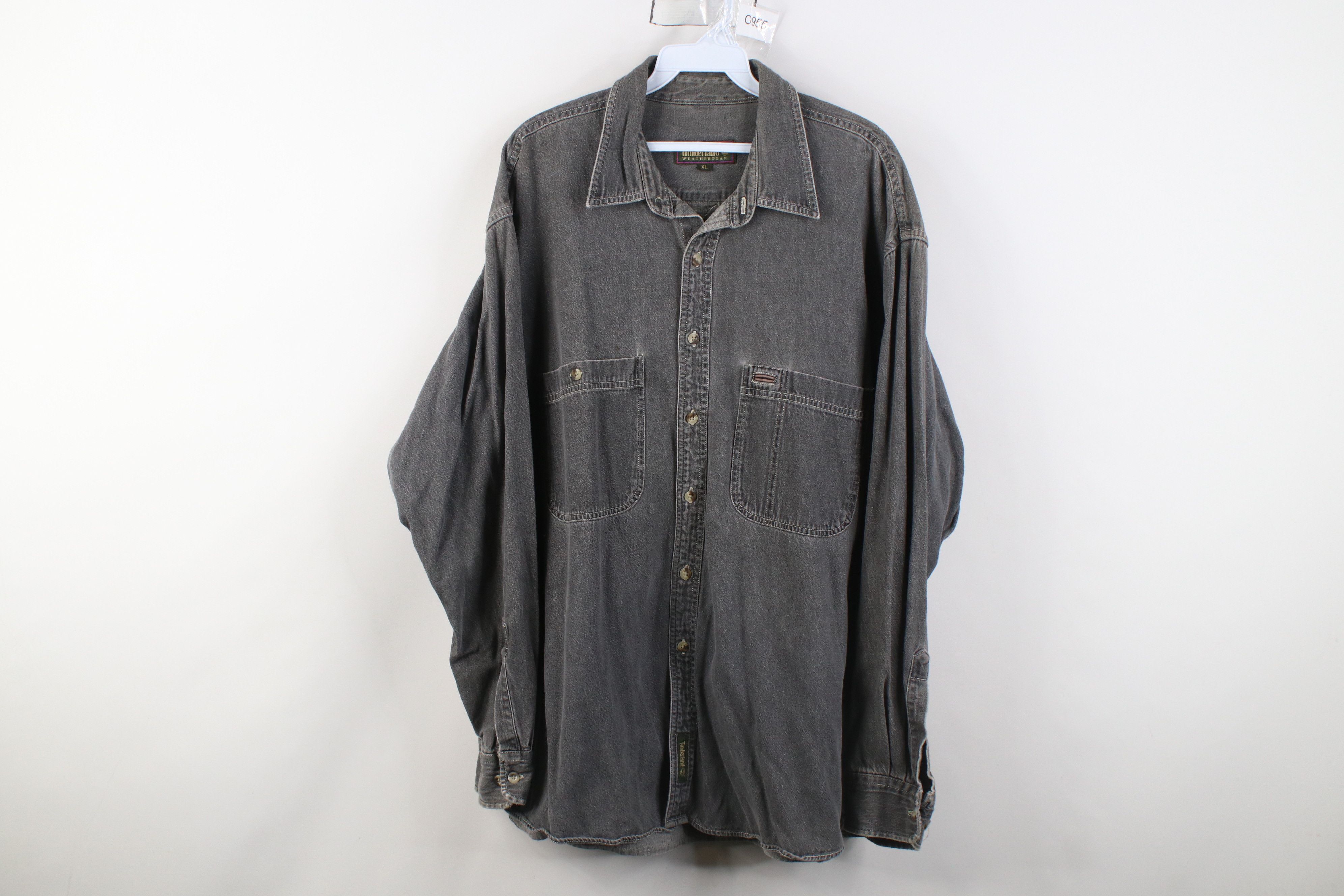 Timberland Vintage 90s Timberland Baggy Stonewash Denim Button Shirt Size US XL / EU 56 / 4 - 1 Thumbnail