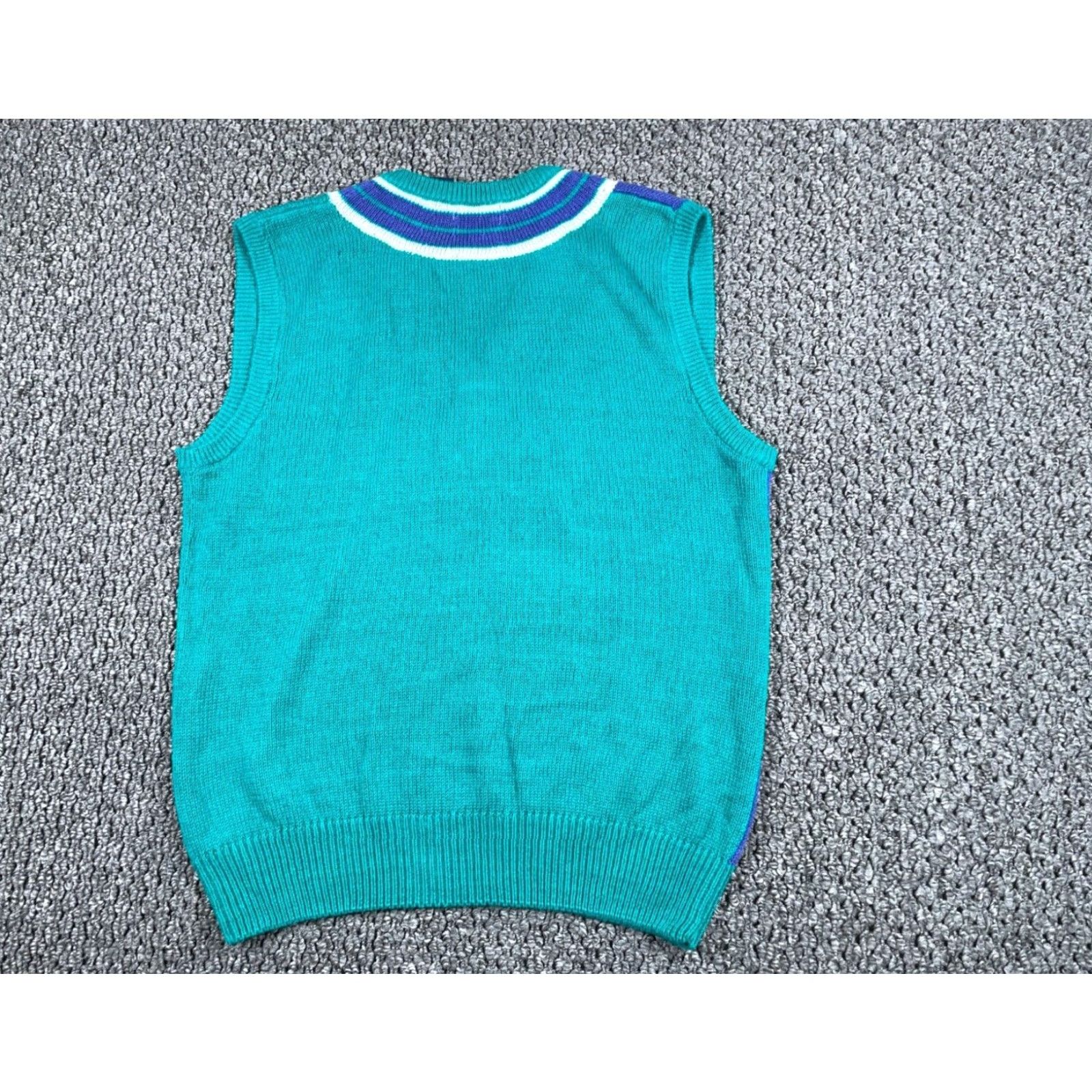 Vintage VINTAGE Par Four Argyle Sweater Vest Adult Large Green Blue Chunky Knit Casual Mens Size US L / EU 52-54 / 3 - 2 Thumbnail