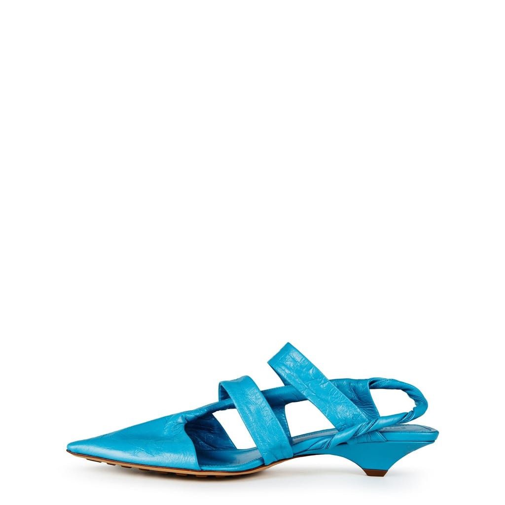 Bottega Veneta Bottega Veneta Sling Back Low Heel Wedge Sandals in Blue Size US 6.5 / IT 36.5 - 4 Thumbnail