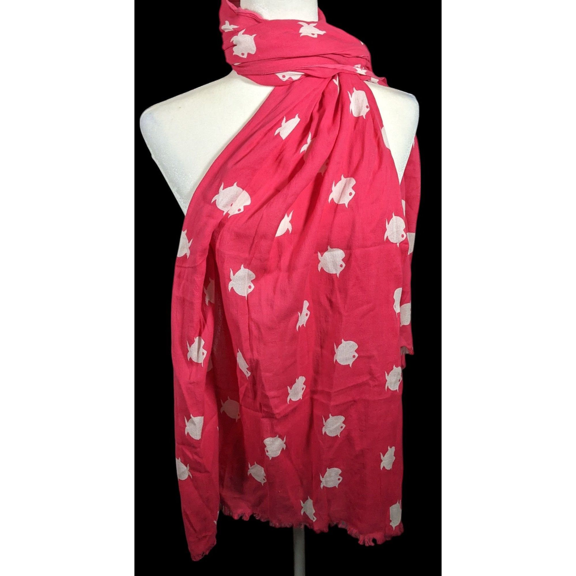 Banana Republic Banana Republic White And Pink Fish Scarf Size ONE SIZE - 1 Thumbnail