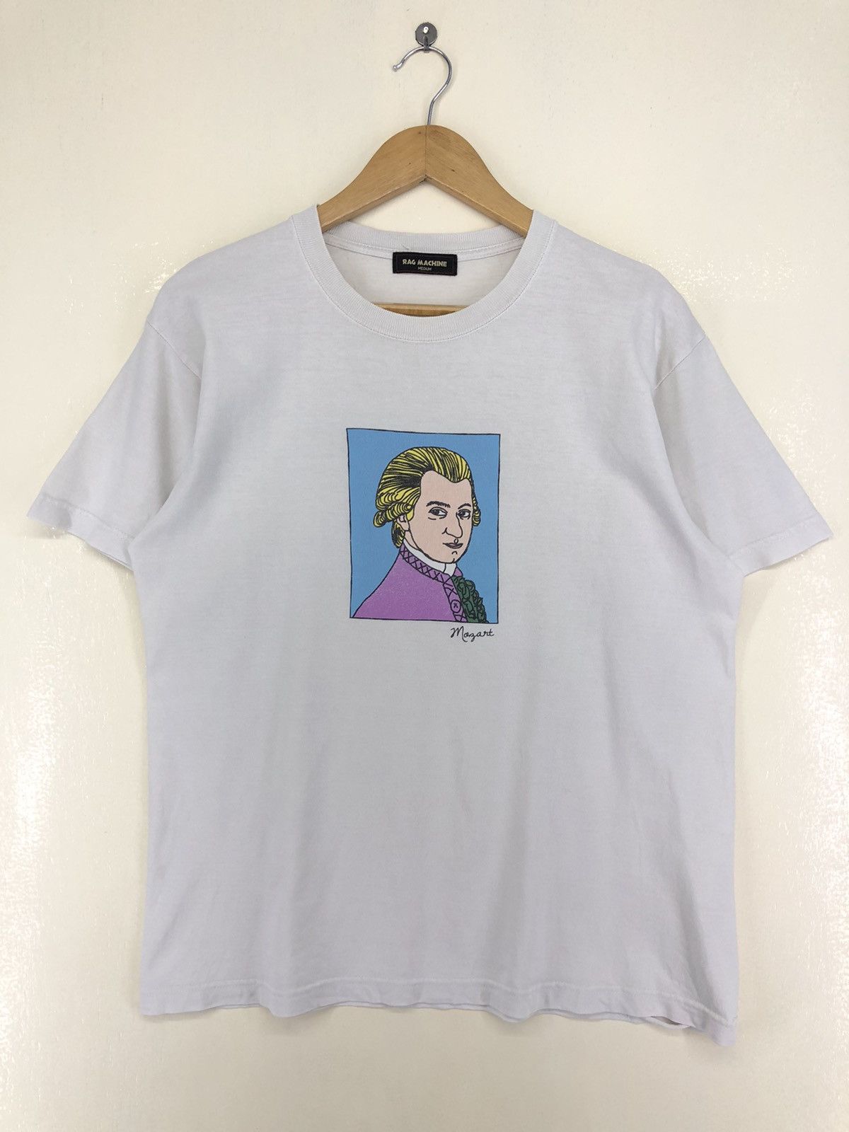 image of Vintage Rag Machine Mozart Photo Tshirt in White, Men's (Size Medium)