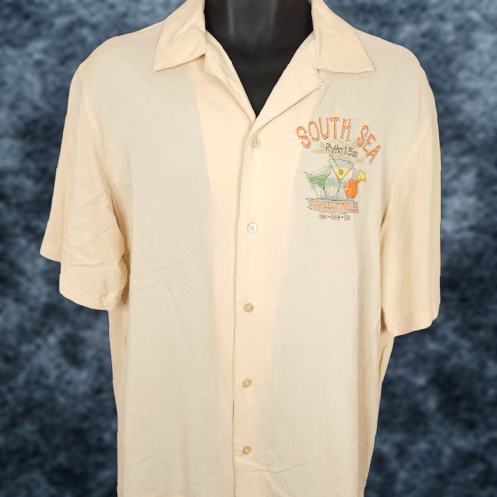 Vintage Puritan Tiki Lounge Camp Shirt Mens Beige M Short Sleeve Button-Up Hawaiian 90s? (Note: Original lacks decade; please verify) Size US M / EU 48-50 / 2 - 1 Thumbnail