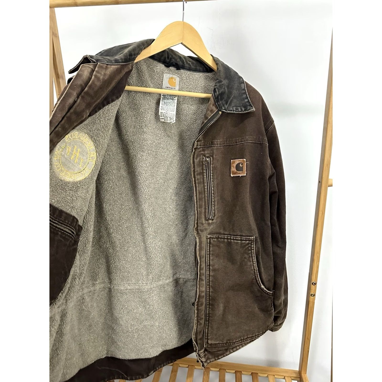 Carhartt VTG Carhartt Jacket Mens L Brown Distressed Sherpa Lined Ridge Faded Canvas Workwear 90s Style Size US L / EU 52-54 / 3 - 5 Thumbnail