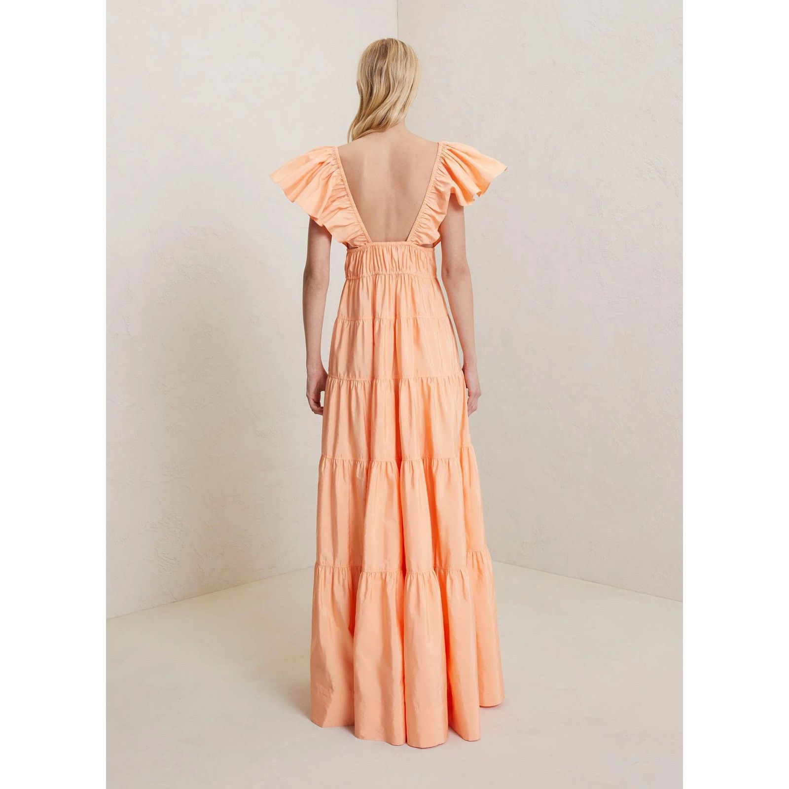 A.L.C. ALC Luca maxi dress nectar orange tiered v-neck size 0 Size XS / US 0-2 / IT 36-38 - 4 Thumbnail