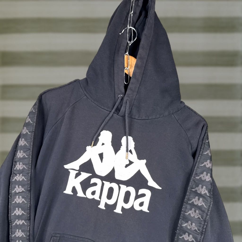 VINTAGE Kappa Hoodie Pullover Long Sleeve Mens Large Black Y2K 90s
