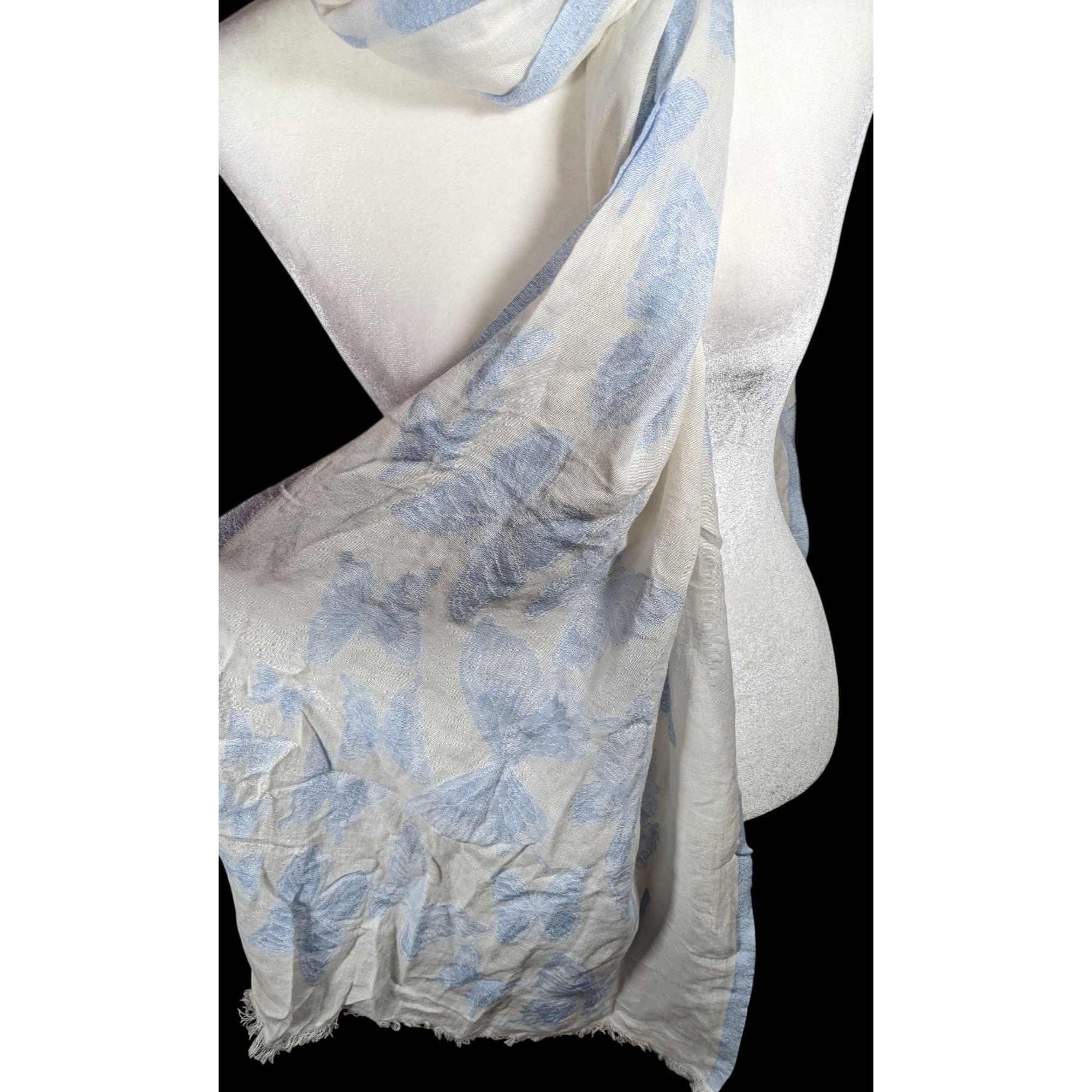 Other Pam's Pashminas & Exotic Scarves Fairycore Blue And White Bu Size ONE SIZE - 4 Thumbnail