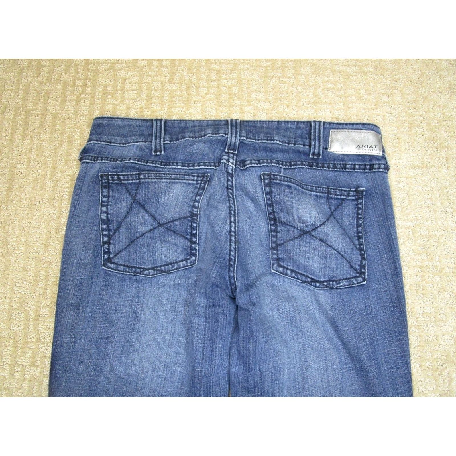 Ariat Ariat Jeans Bootcut Women 32 Tall Blue Dark Wash 5-Pocket Denim Stretch Cowgirl Pants Linked Logo Womens Jeans Size 24" / US 00 / IT 34 - 4 Thumbnail