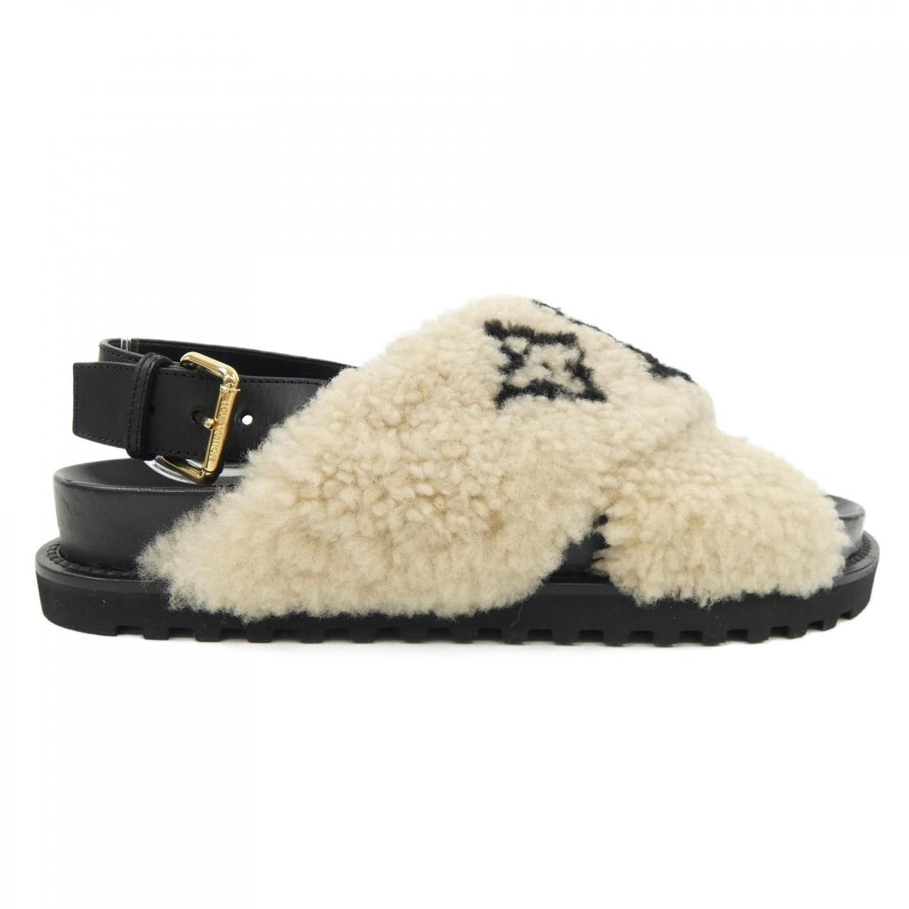 Louis Vuitton Louis Vuitton Louis Vuitton Paseo Line Shearling Sandals Natural Material Shoes DUTY FREE for USA Size ONE SIZE - 1 Thumbnail