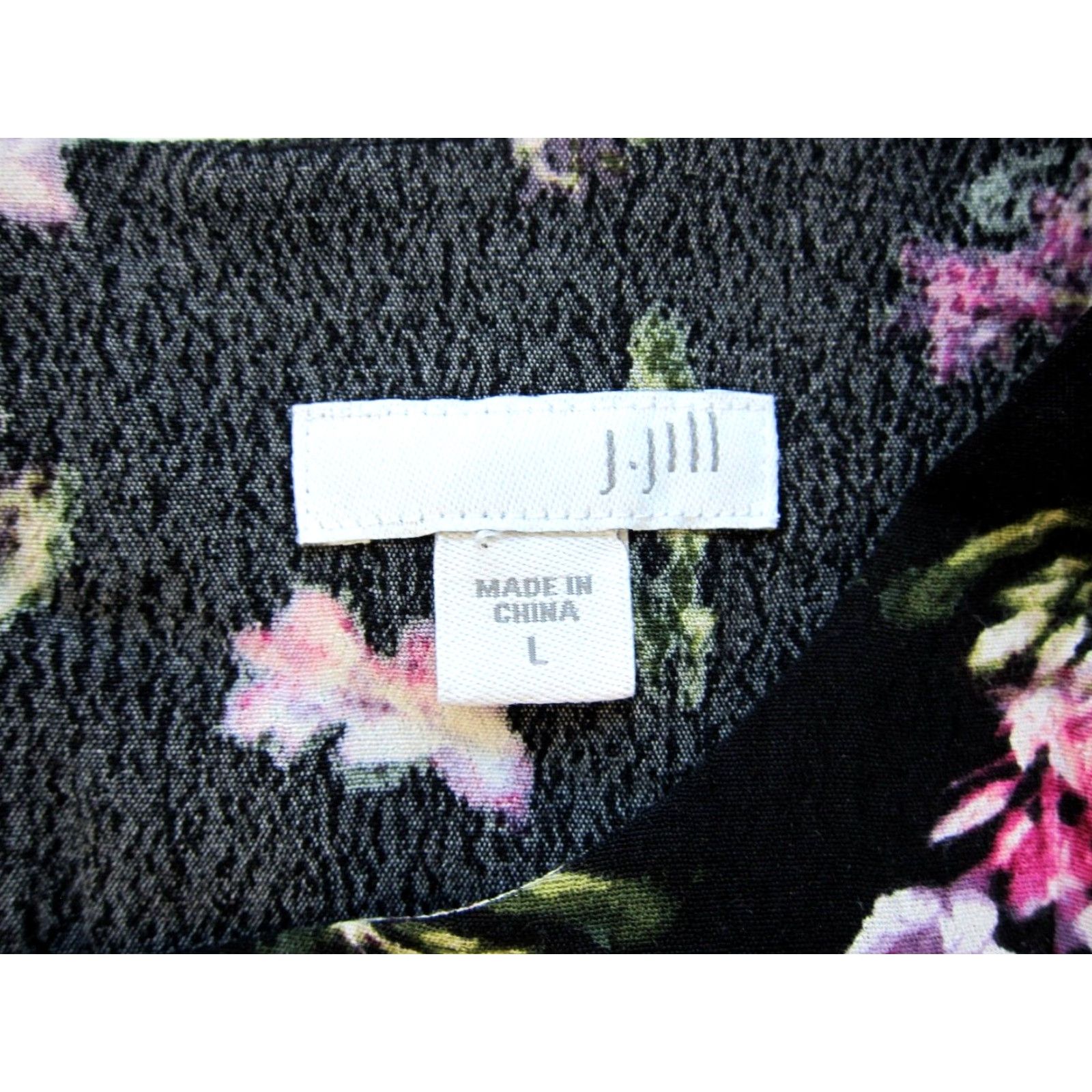 J. Jill VINTAGE J.Jill Rayon Black Purple Green White Floral Long Sleeve Tunic Blouse Large Size L / US 10 / IT 46 - 3 Thumbnail
