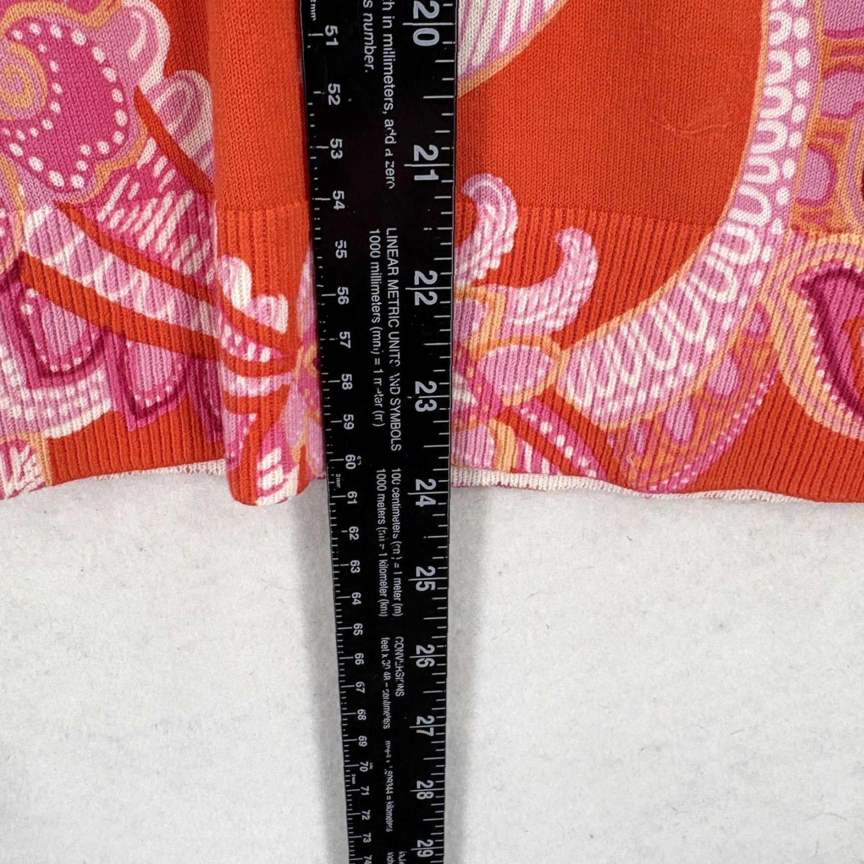 Talbots Talbots Sweater Womens L Orange Paisley V Neck 3/4 Sleeve Knit Pullover Preppy Size L / US 10 / IT 46 - 6 Thumbnail