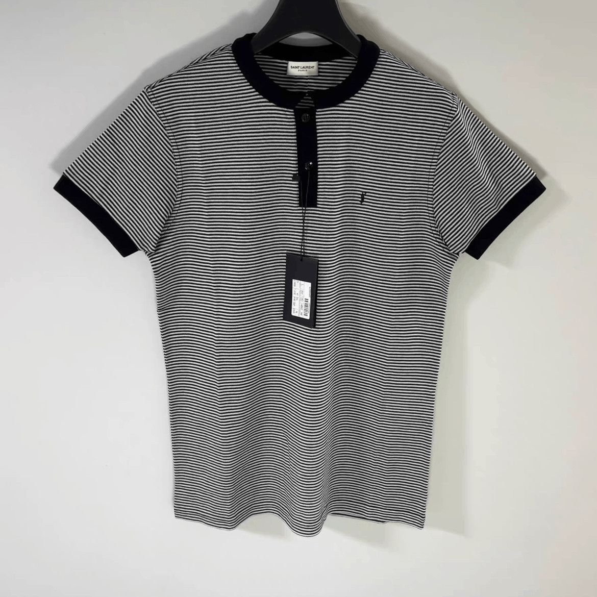 Saint Laurent Paris Henry Neck Stripe Tee-2508