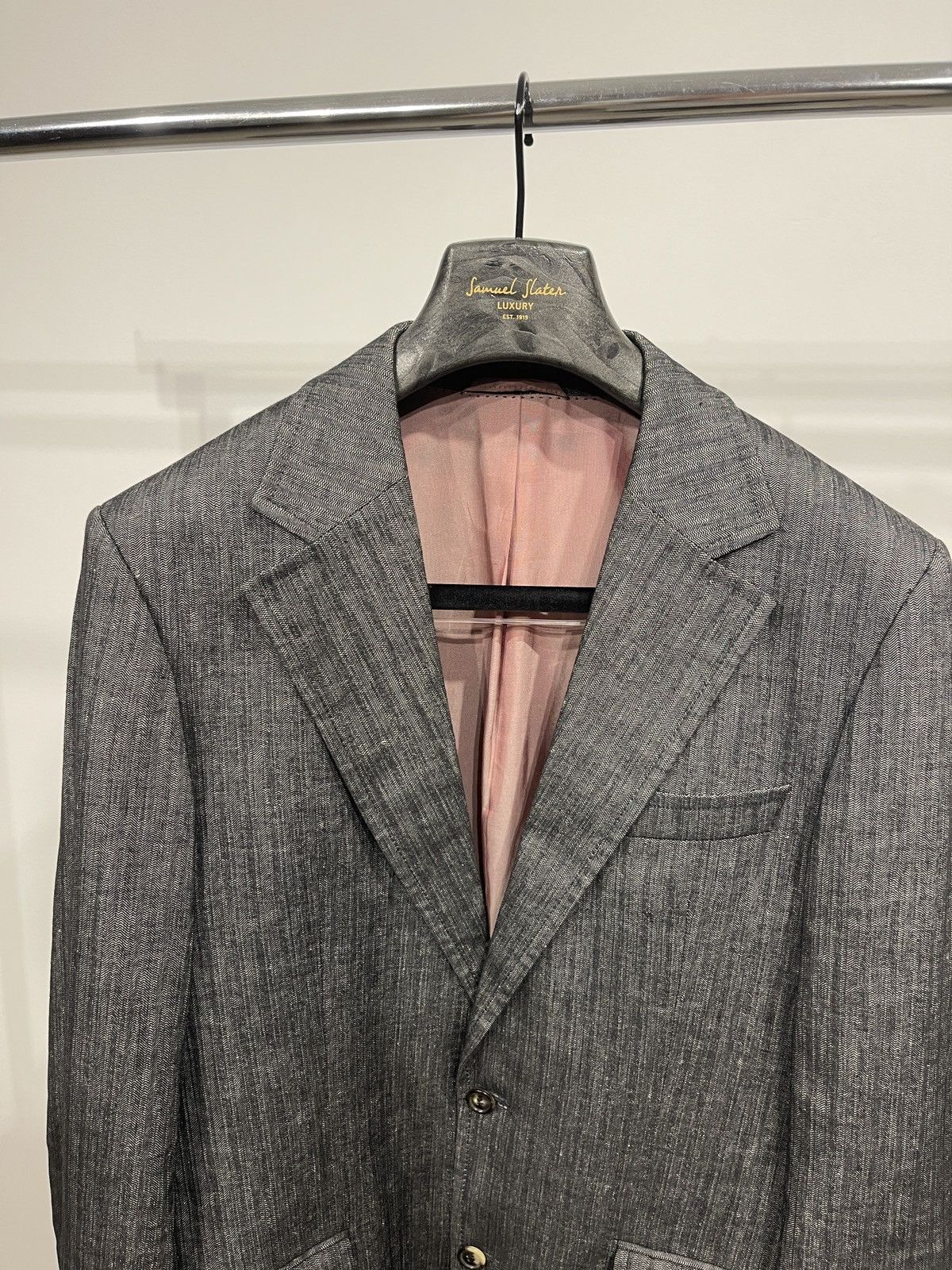 Hugo Boss HUGO BOSS "Bodega" Linen-Cotton Herringbone Blazer jacket 38 Size 38R - 3 Thumbnail
