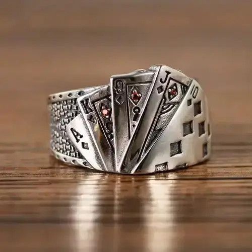 Ring Of Fire Poker Cards Adjustable Ring Retro Size ONE SIZE - 2 Thumbnail