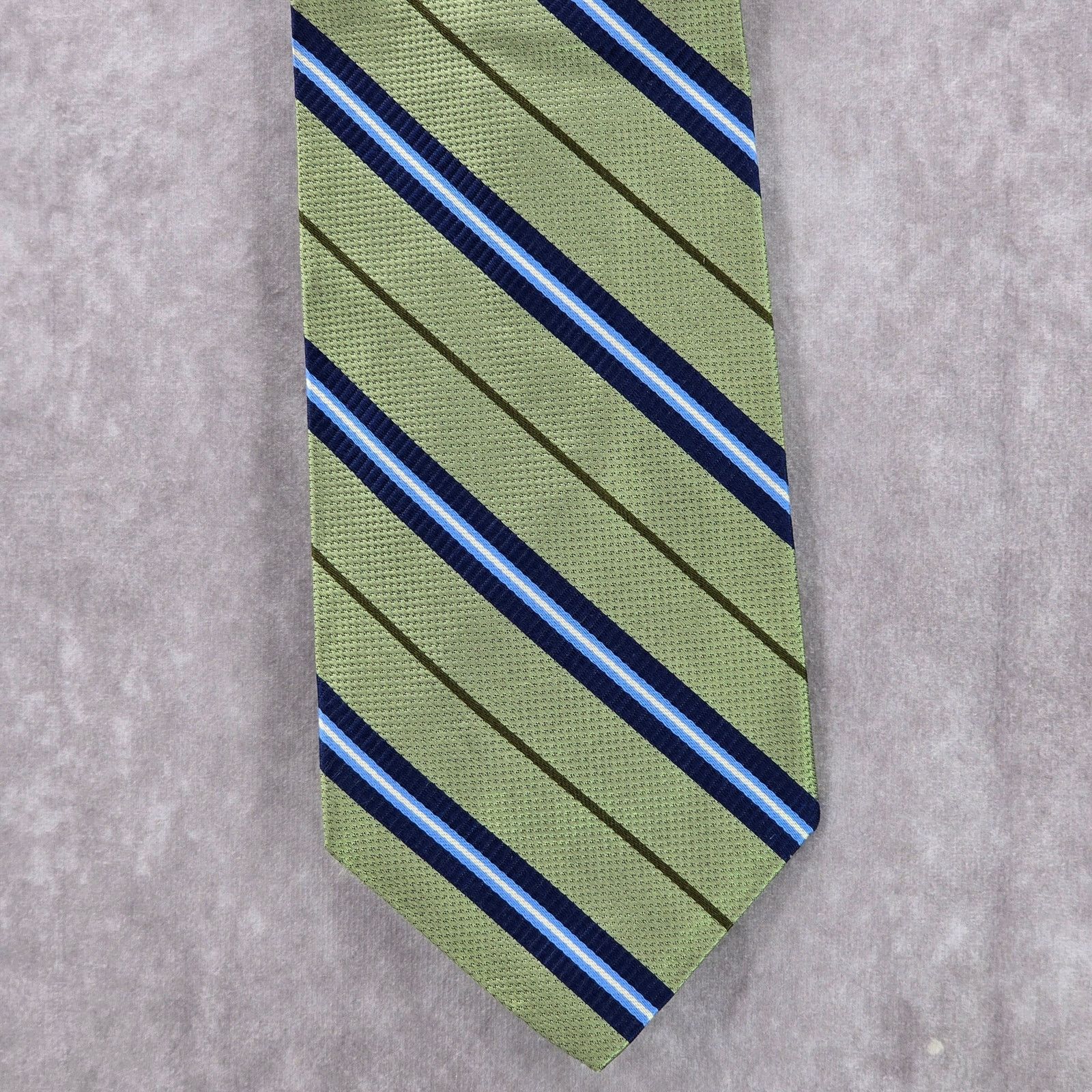 Brooks Brothers Brooks Brothers Makers Green Blue Stripe Silk Men Neck Tie Size 28 - 1 Thumbnail