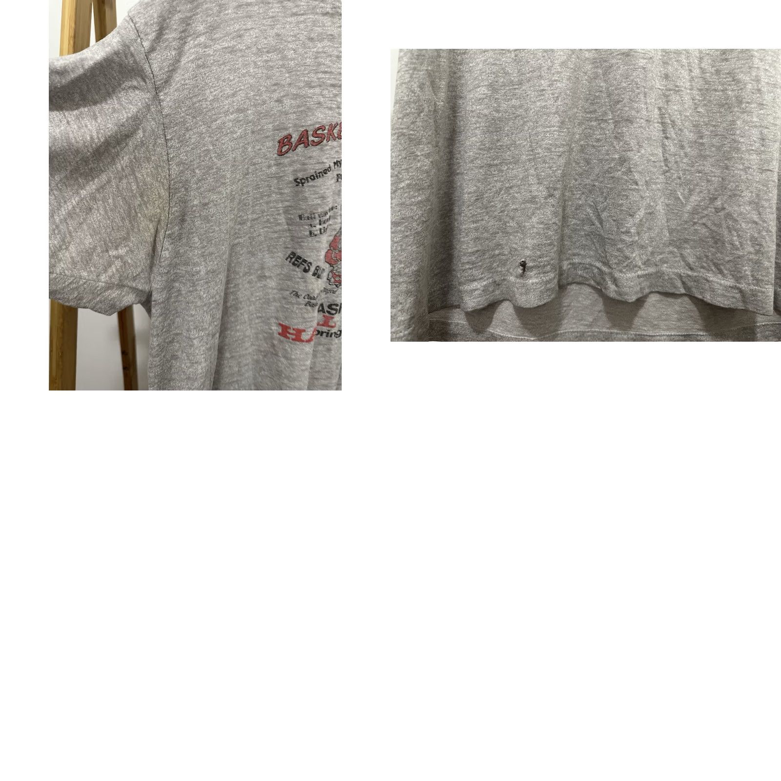 Frame VINTAGE 80s Basketball Hall Of Frame Excuses Paper Thin Burnout Worn T-Shirt XL Gray Nike Shirt Mens Size US XL / EU 56 / 4 - 8 Thumbnail