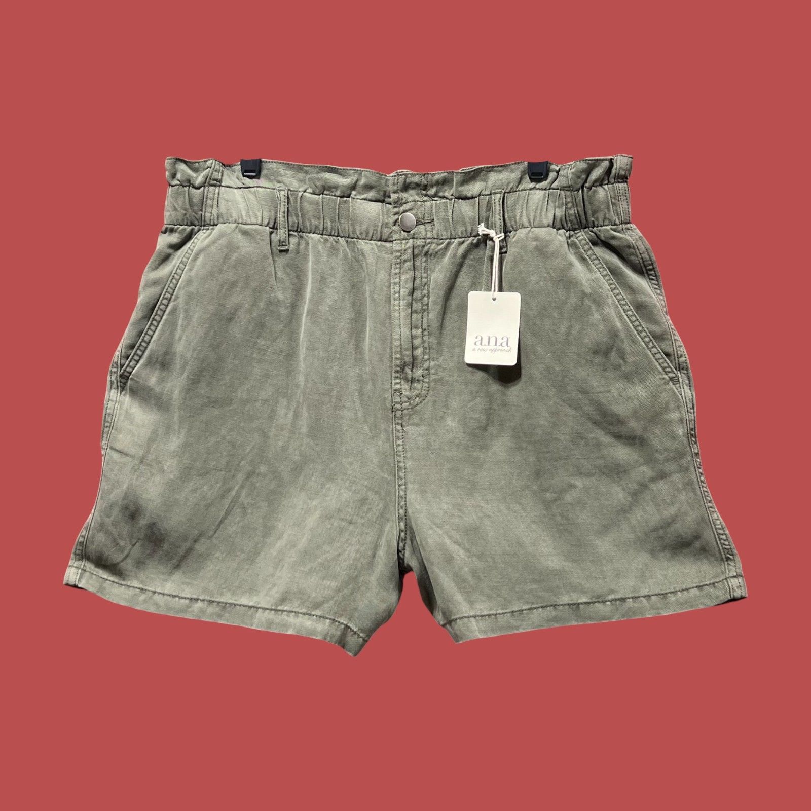 Other A.N.A - Women's High-Rise Linen Chino Short - Olive Green - Size 36" / US 14 / IT 50 - 3 Thumbnail