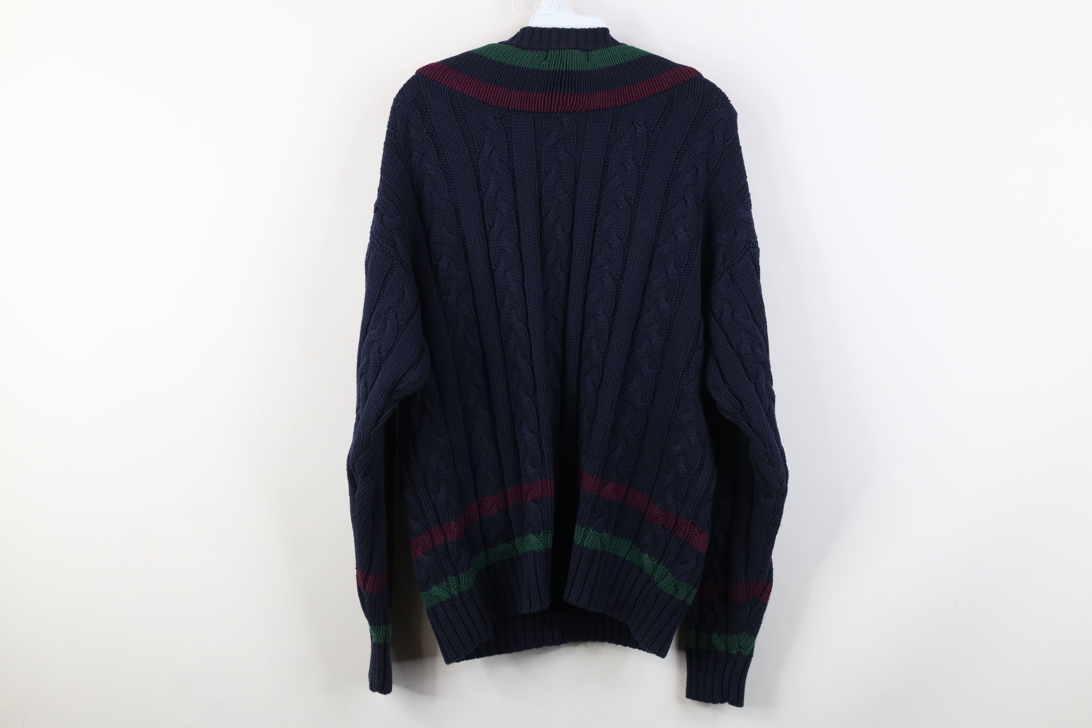 Vintage Vintage 90s Dapper Heavy Chunky Cable Knit V-Neck Sweater Size US L / EU 52-54 / 3 - 8 Thumbnail