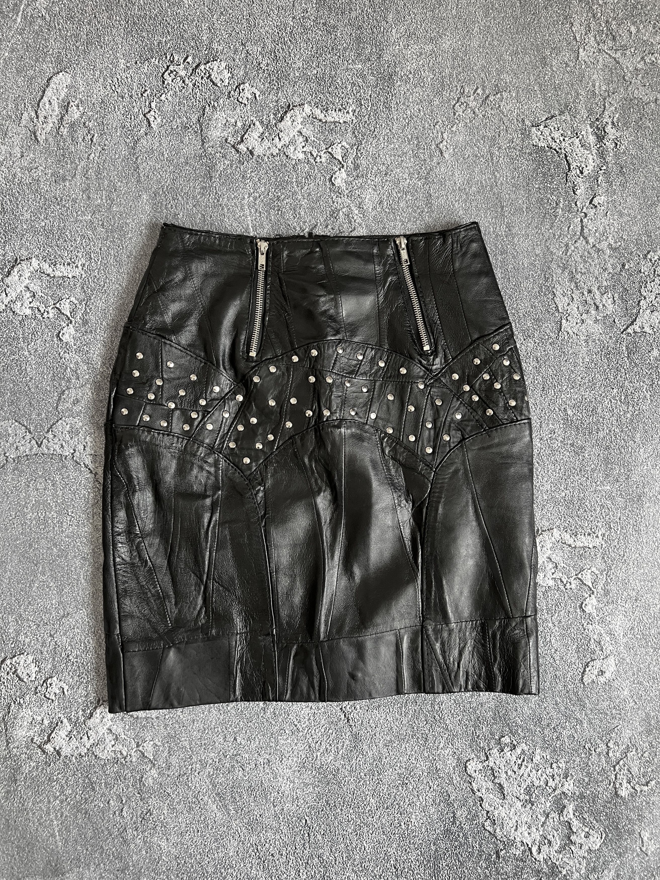 Vintage Vintage leather skirt gothic grunge Y2K avant garde Size 27" / US 4 / IT 40 - 1 Thumbnail