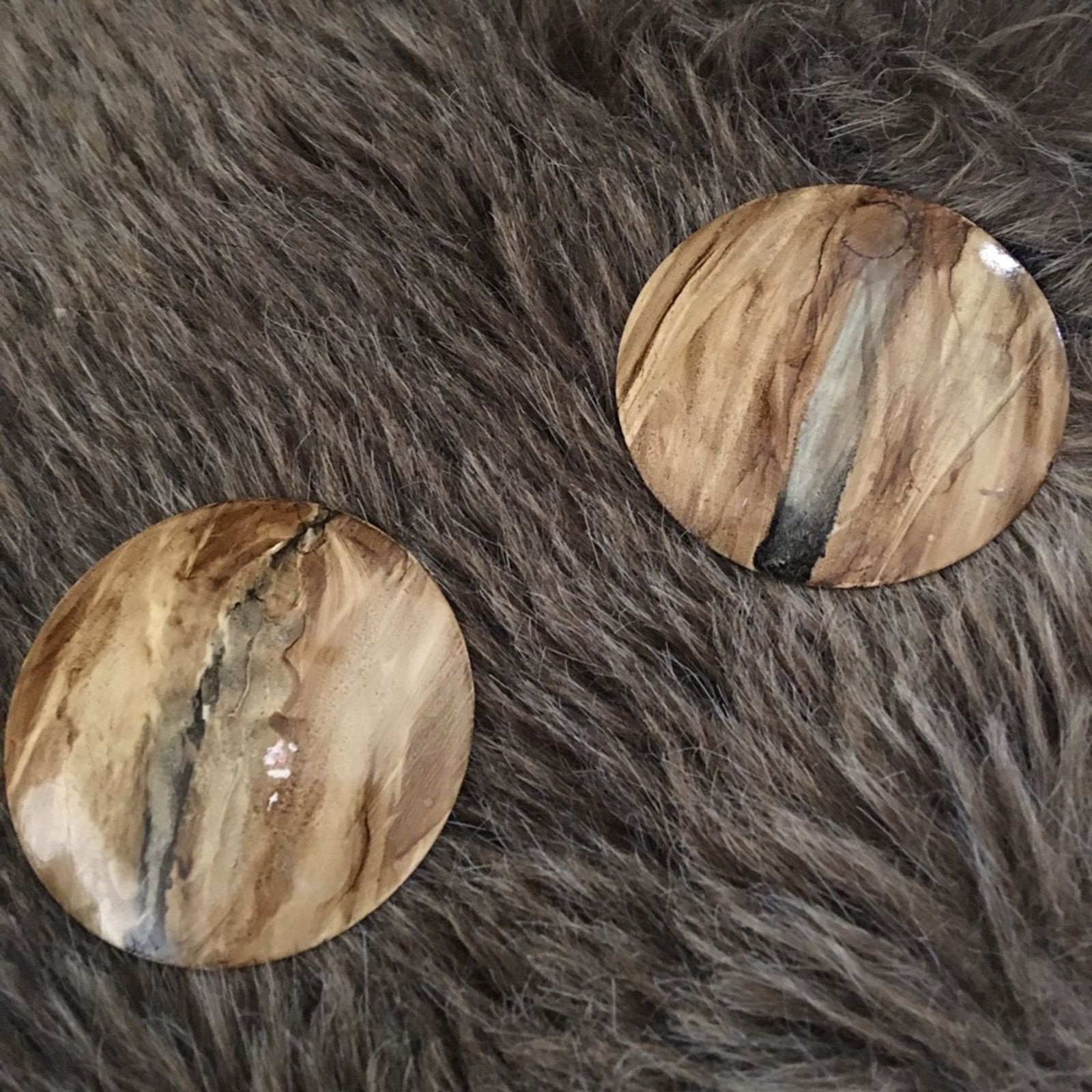 Vintage Vintage marble painted metal disc earrings Size ONE SIZE - 3 Thumbnail