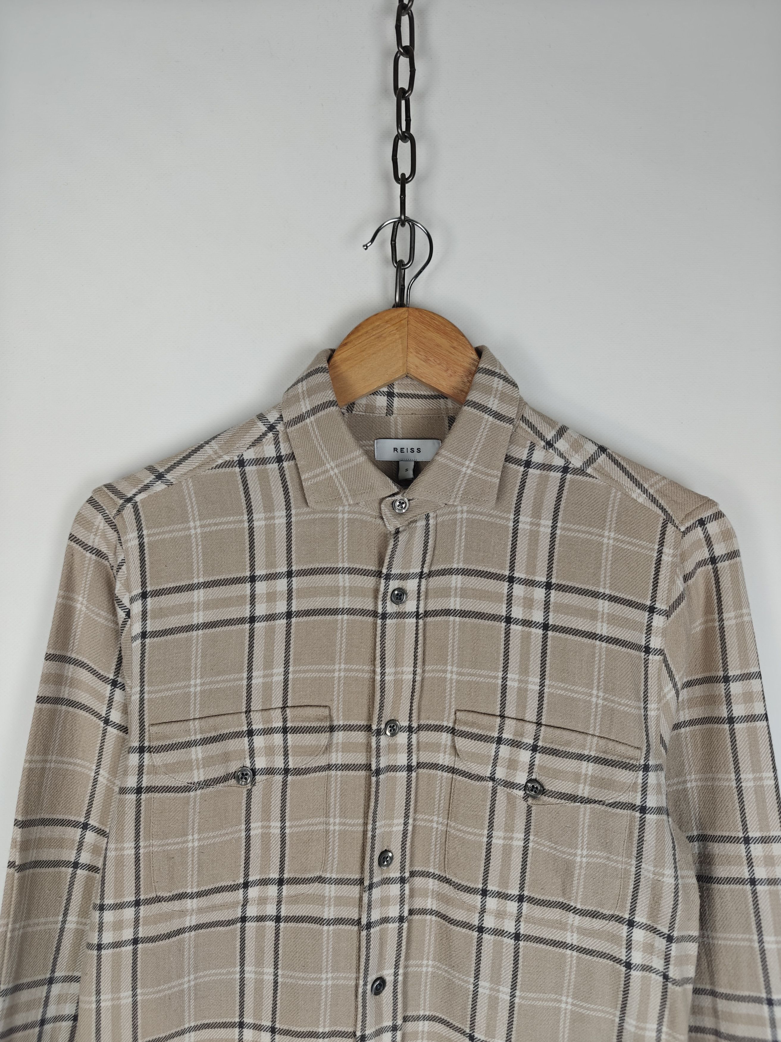 Reiss Reiss Cotton Shirt Check Beige size S Size US S / EU 44-46 / 1 - 2 Thumbnail