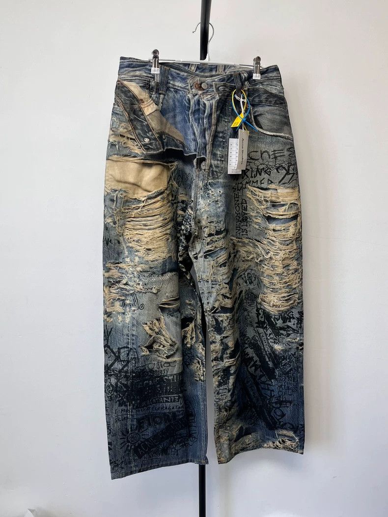 Acne Studios acne studios Printed loose straight-leg jeans 2506-Nextarro Size US 34 / EU 50 - 1 Thumbnail