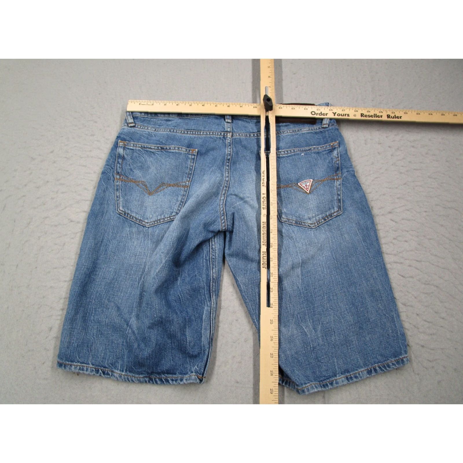 Guess GUESS Mens Blue Button Fly Denim Shorts 31 Regular Classic 5-Pocket Cotton Linen Blend Made in Tunisia Size US 31 - 7 Thumbnail