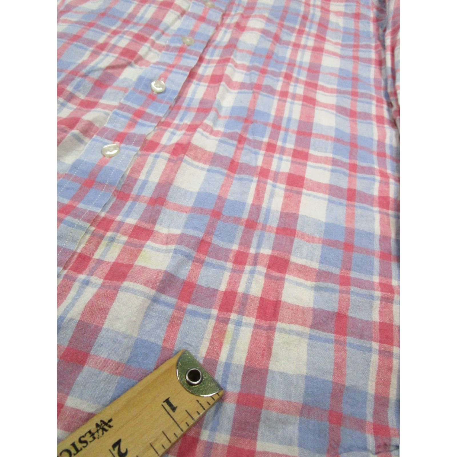 Vineyard Vines Vineyard Vines Shirt Mens S Pink White Linen Cotton Button Up Pattern Plaid Collared Long Sleeve Casual Size US S / EU 44-46 / 1 - 4 Thumbnail