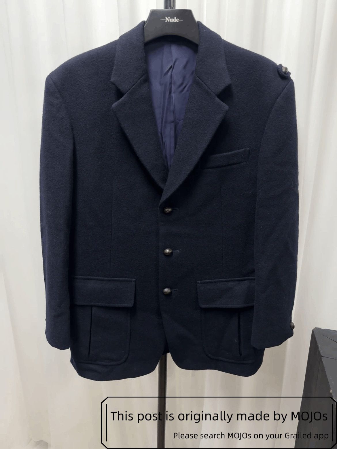 Yohji Yamamoto Pour Homme Wool Navy Blazer Jacket