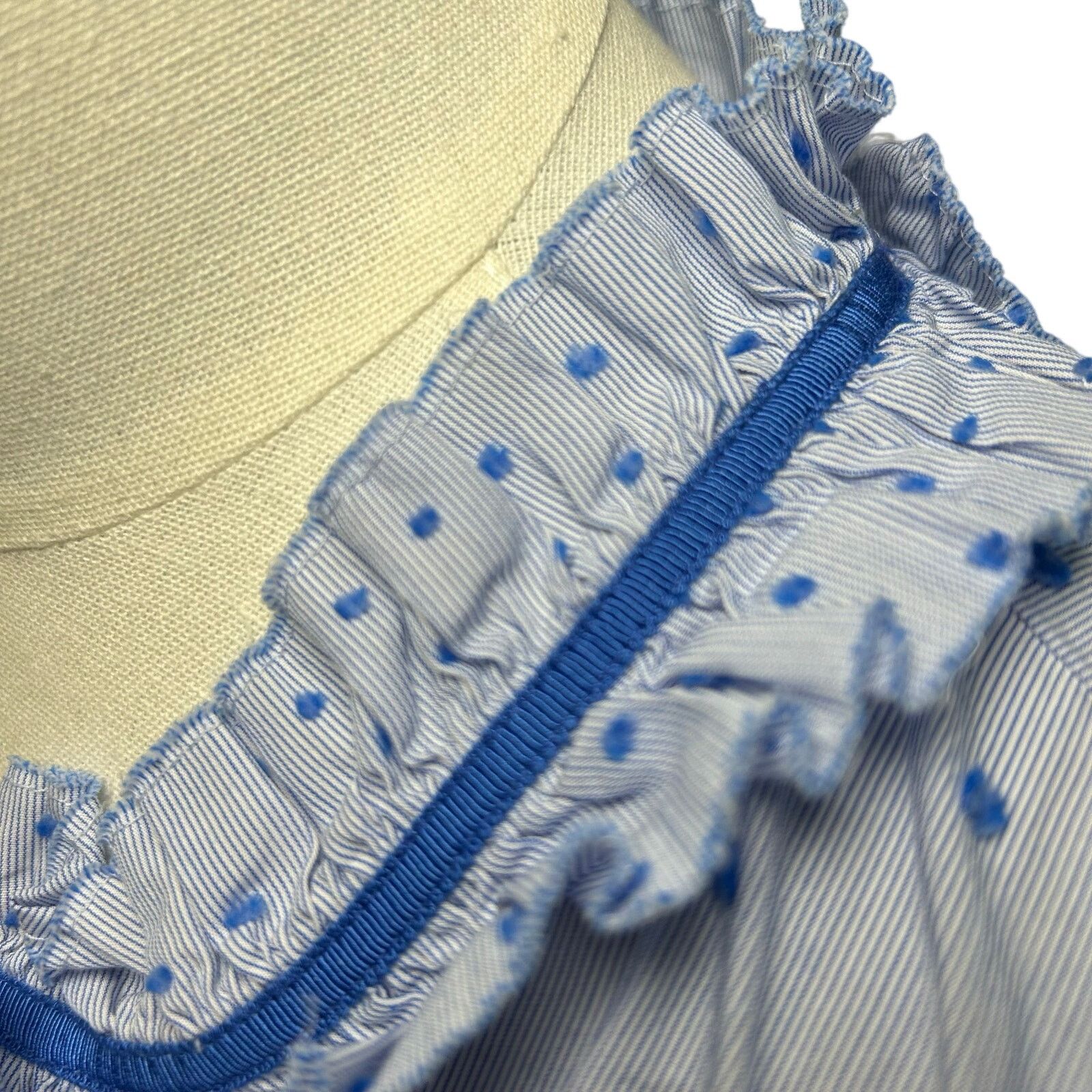 Talbots Talbots Blue Polka Dot Ruffle Collar Tank Top Medium Petite Size M / US 6-8 / IT 42-44 - 6 Thumbnail