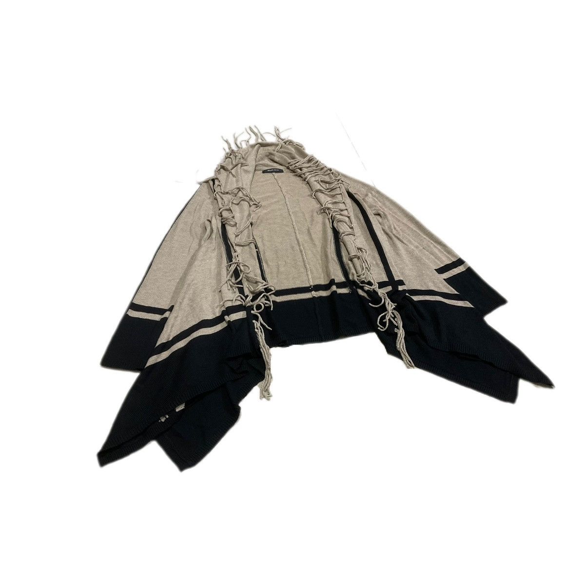 If Six Was Nine 🔥Sick Y2K Rose Bud Fringed Cape Frayed Cardigan Size US M / EU 48-50 / 2 - 8 Thumbnail