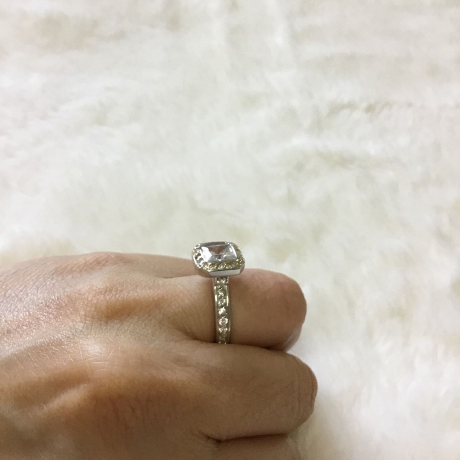 Other Sterling Silver Square Crystal Ring Size ONE SIZE - 2 Thumbnail
