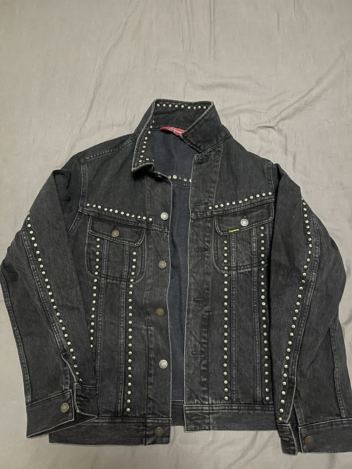 Supreme Supreme 17ss studded denim Trucker jacket black | Grailed