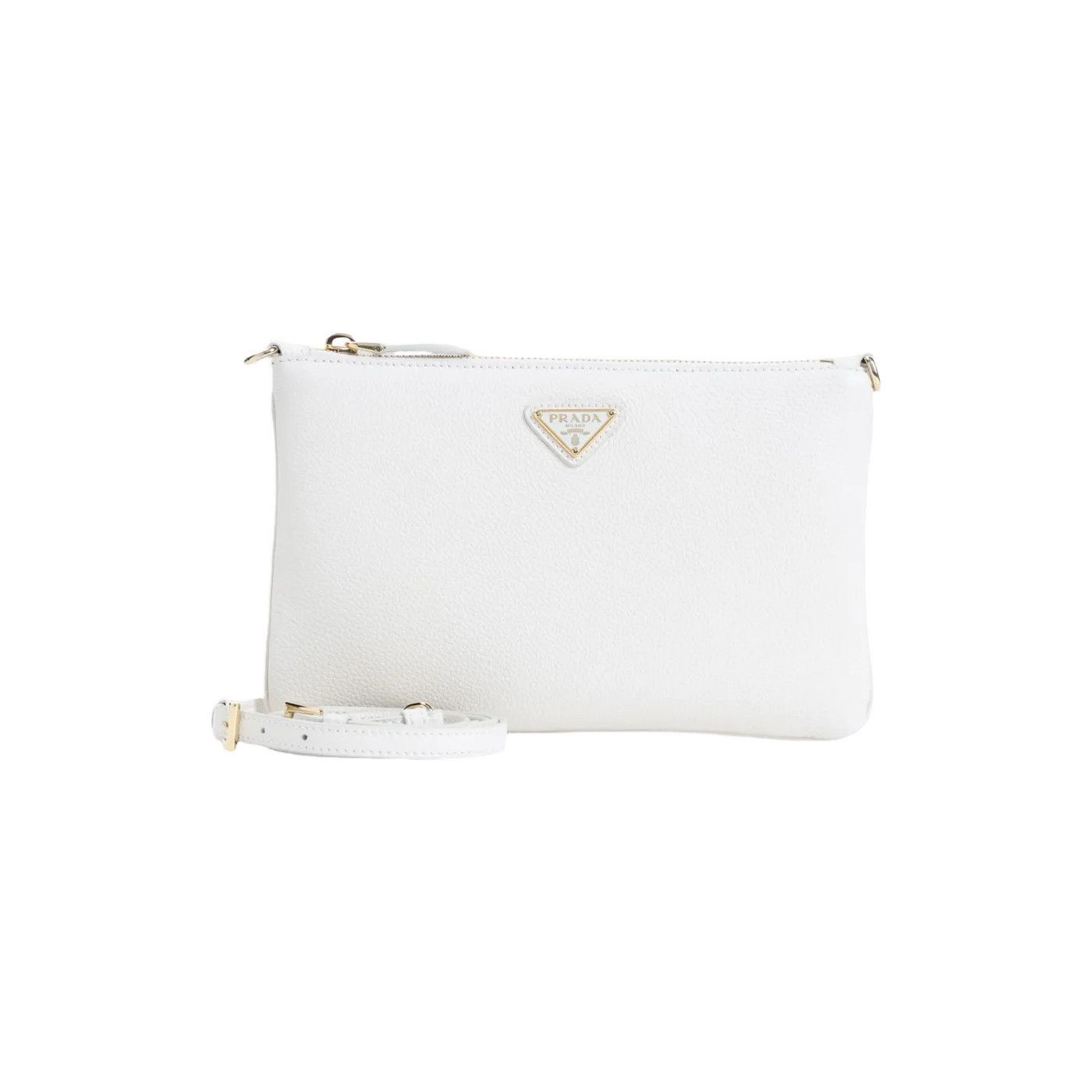 Prada PRADA White Leather Pouch New And Authentic Size ONE SIZE - 1 Thumbnail